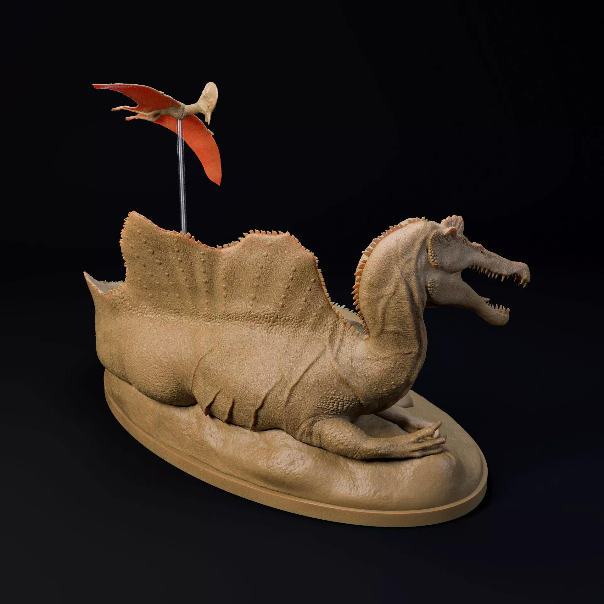 Spinosaurus resting 1-35 scale dinosaur 3D print model_2