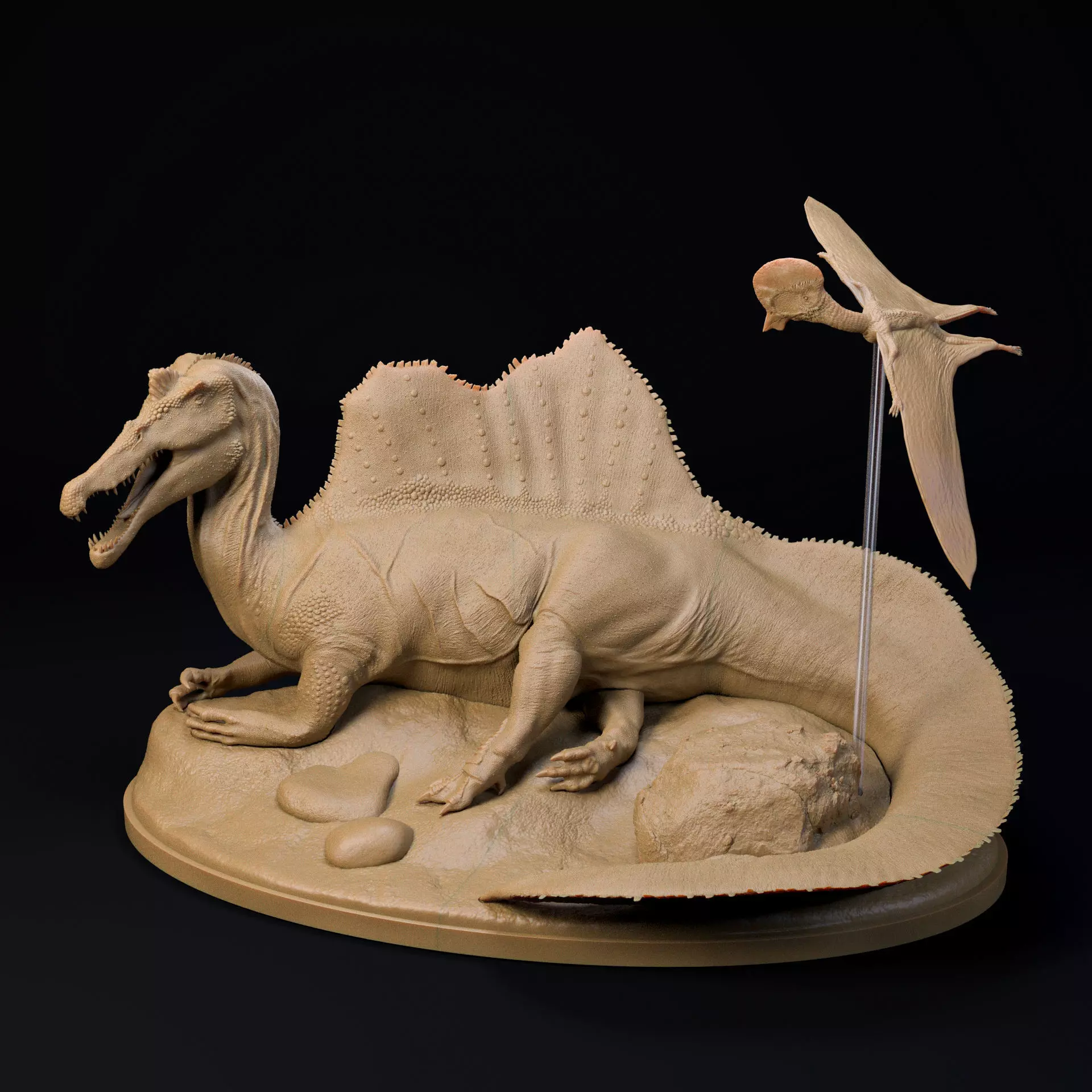 Spinosaurus resting 1-35 scale dinosaur 3D print model_0