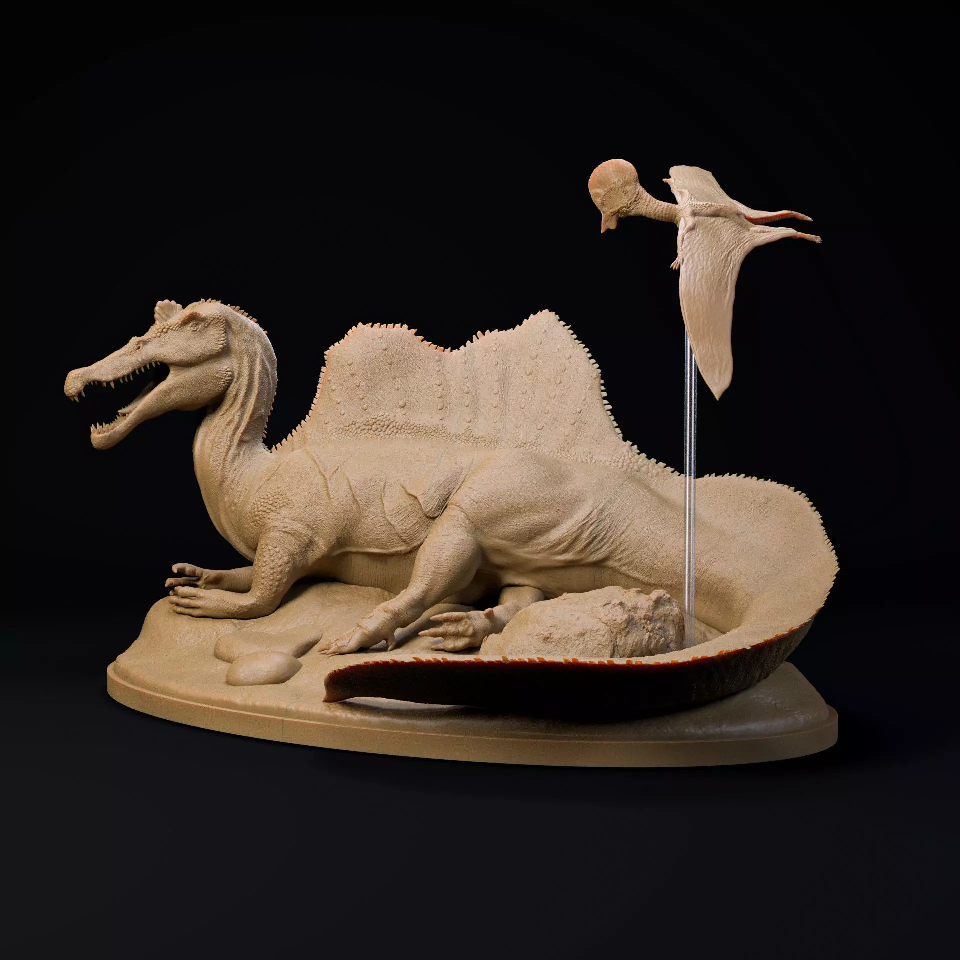 Spinosaurus resting 1-35 scale dinosaur 3D print model_4