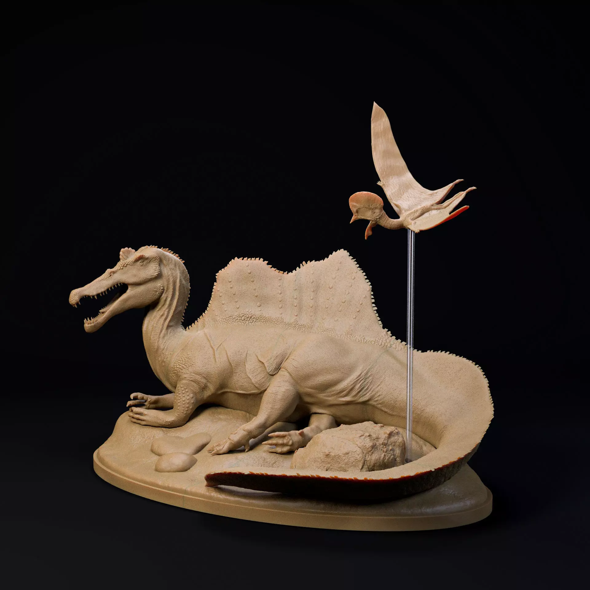 Spinosaurus resting 1-35 scale dinosaur 3D print model_6