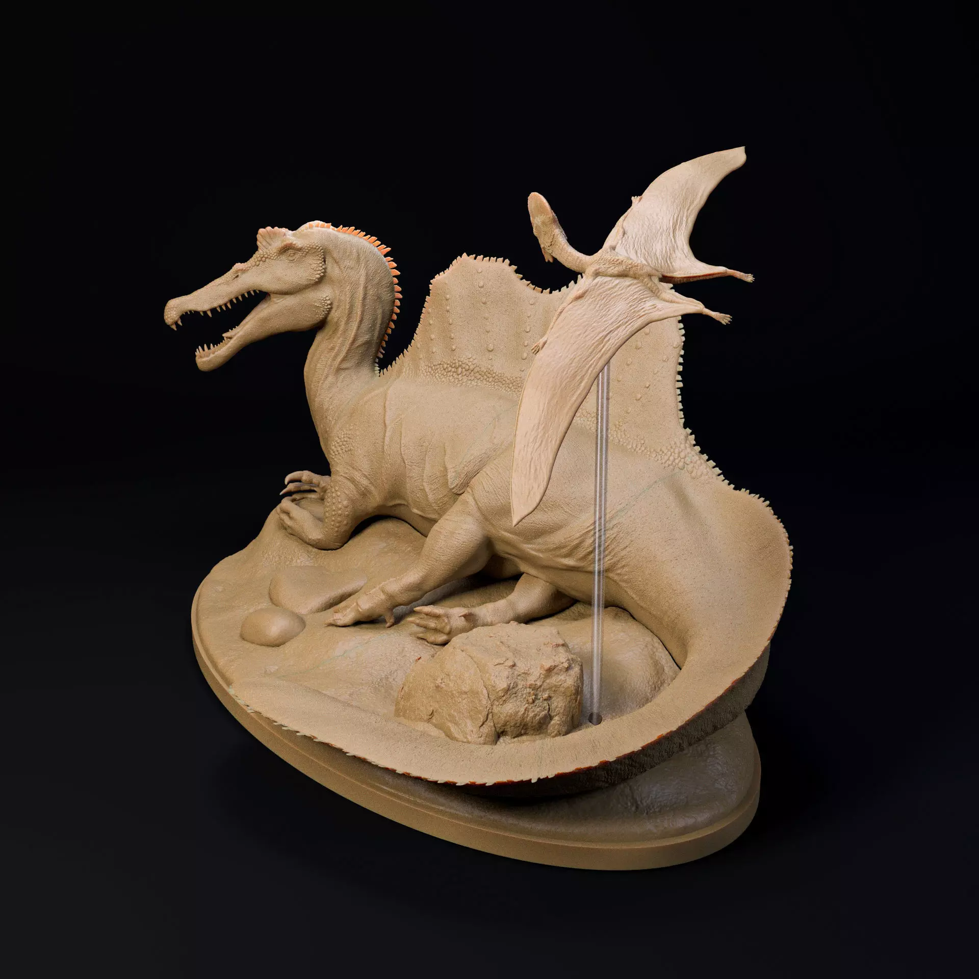 Spinosaurus resting 1-35 scale dinosaur 3D print model_1