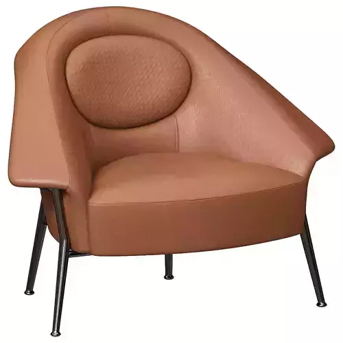 Modern Brown Leather Armchair 
