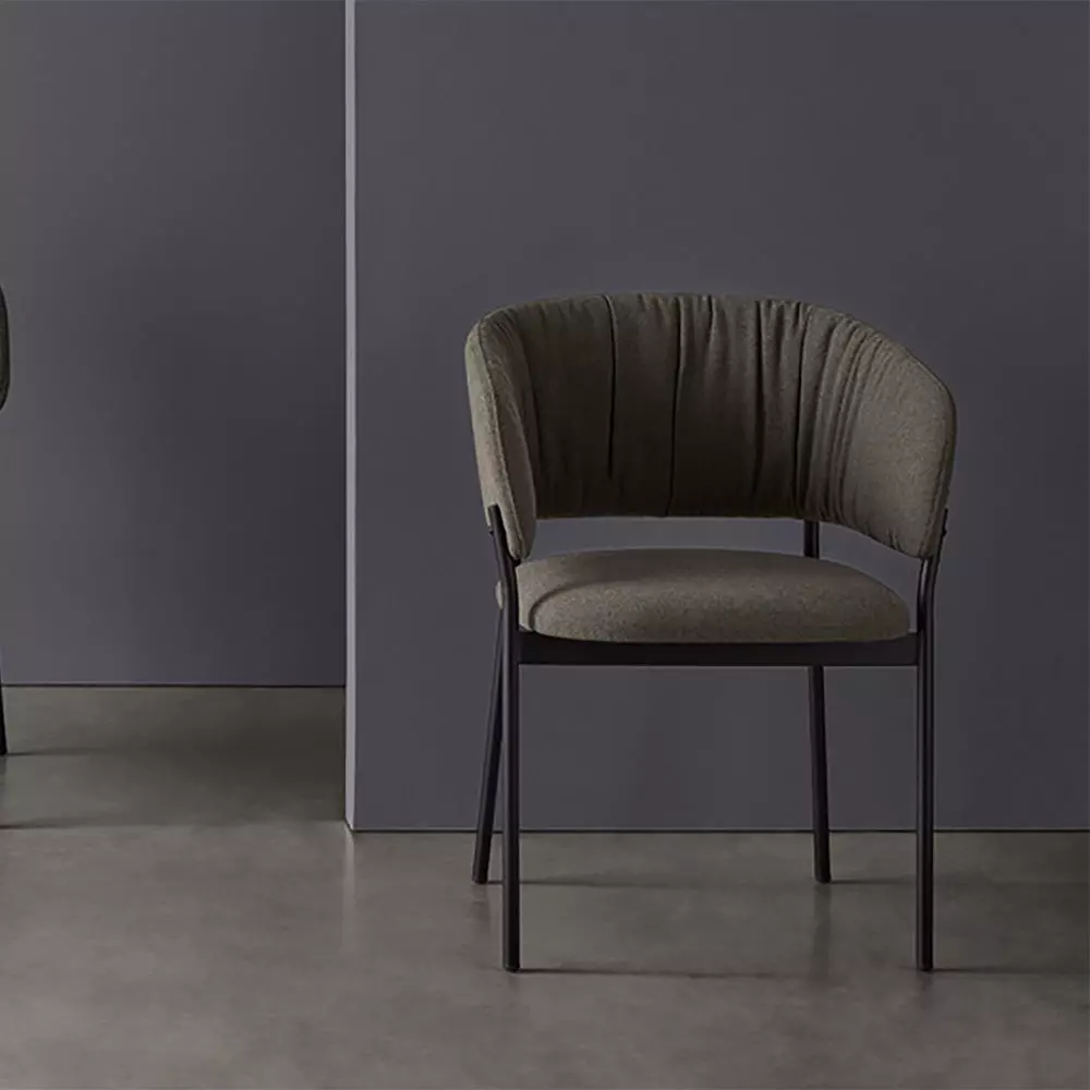 Modern Grey Fabric Dining Chair Low-poly 3D model_2