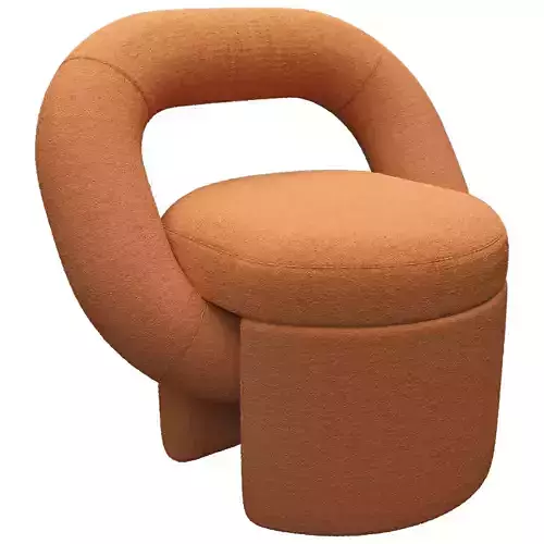 Modern Orange Boucle Accent Chair 