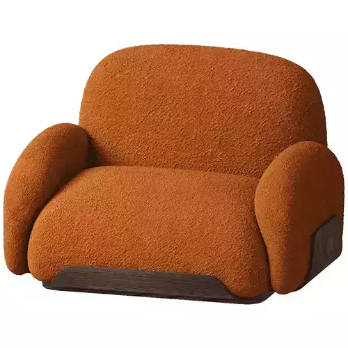 Modern Orange Boucle Armchair 