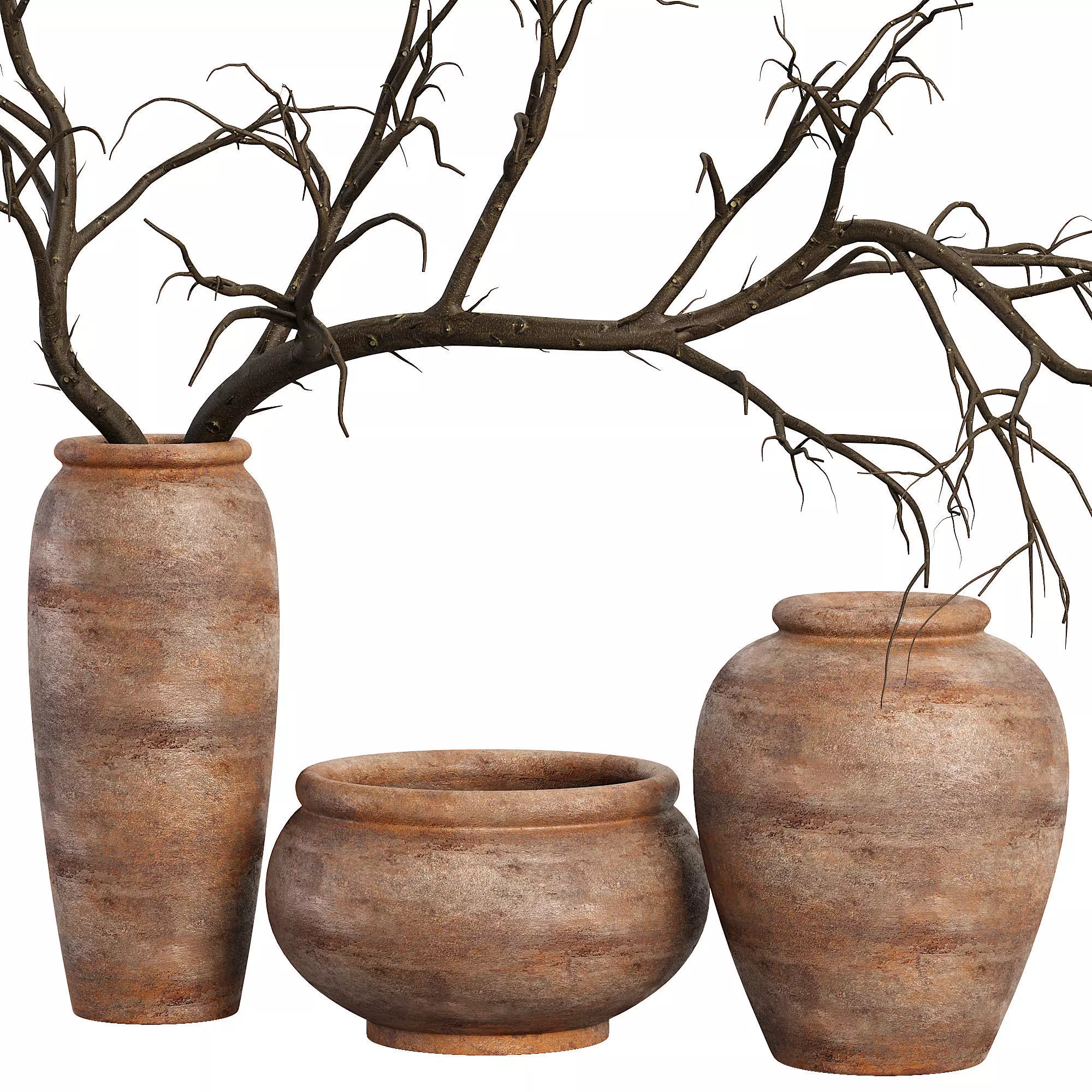 Decorative Vases with Branches 3D model_4