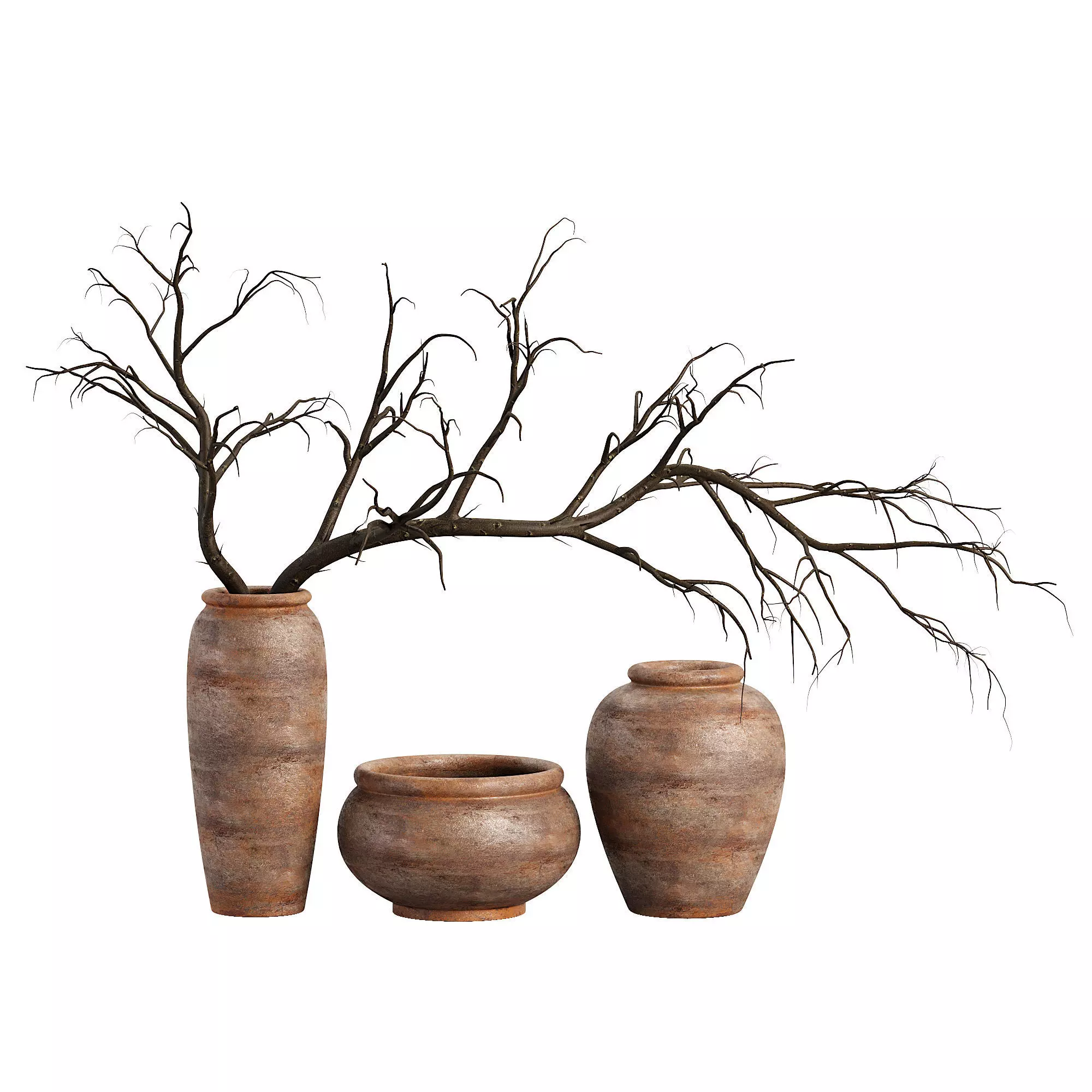 Decorative Vases with Branches 3D model_1