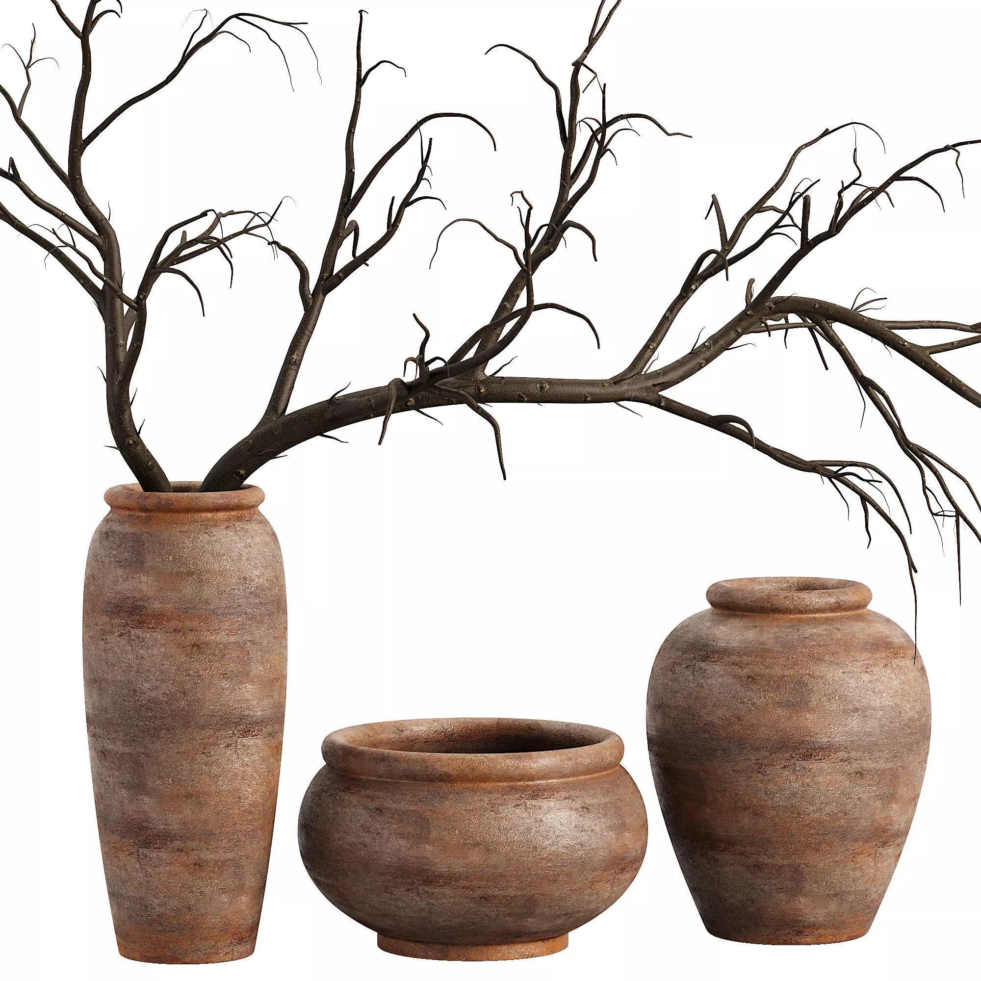 Decorative Vases with Branches 3D model_2