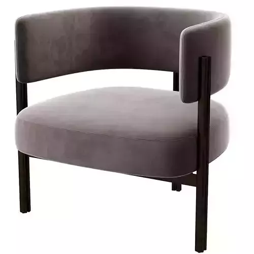 Modern Grey Velvet Lounge Chair 