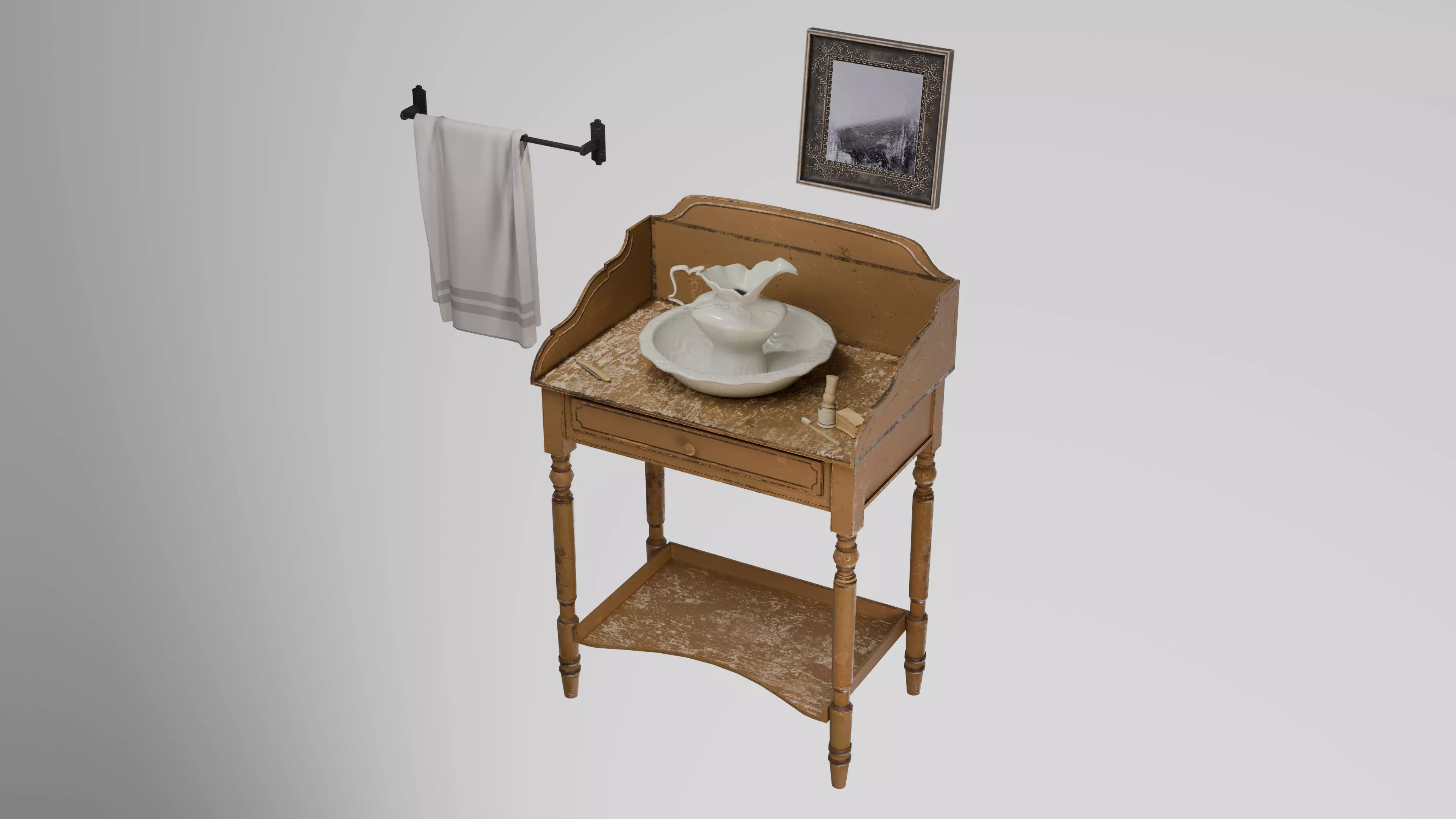Victorian Bathroom Washbasin Pack Low-poly 3D model