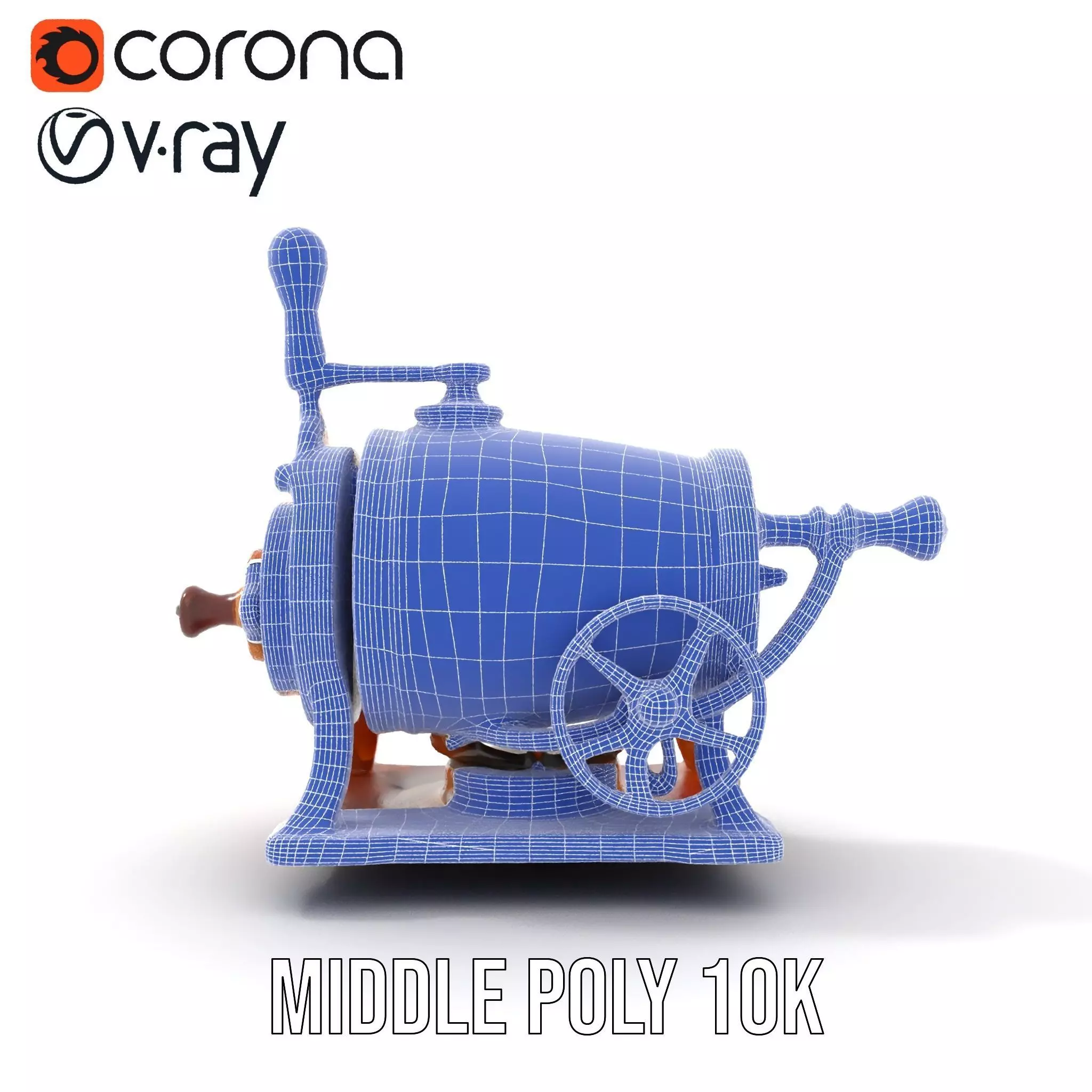 Vintage Brass Grinder model pack Low-poly 3D model_25