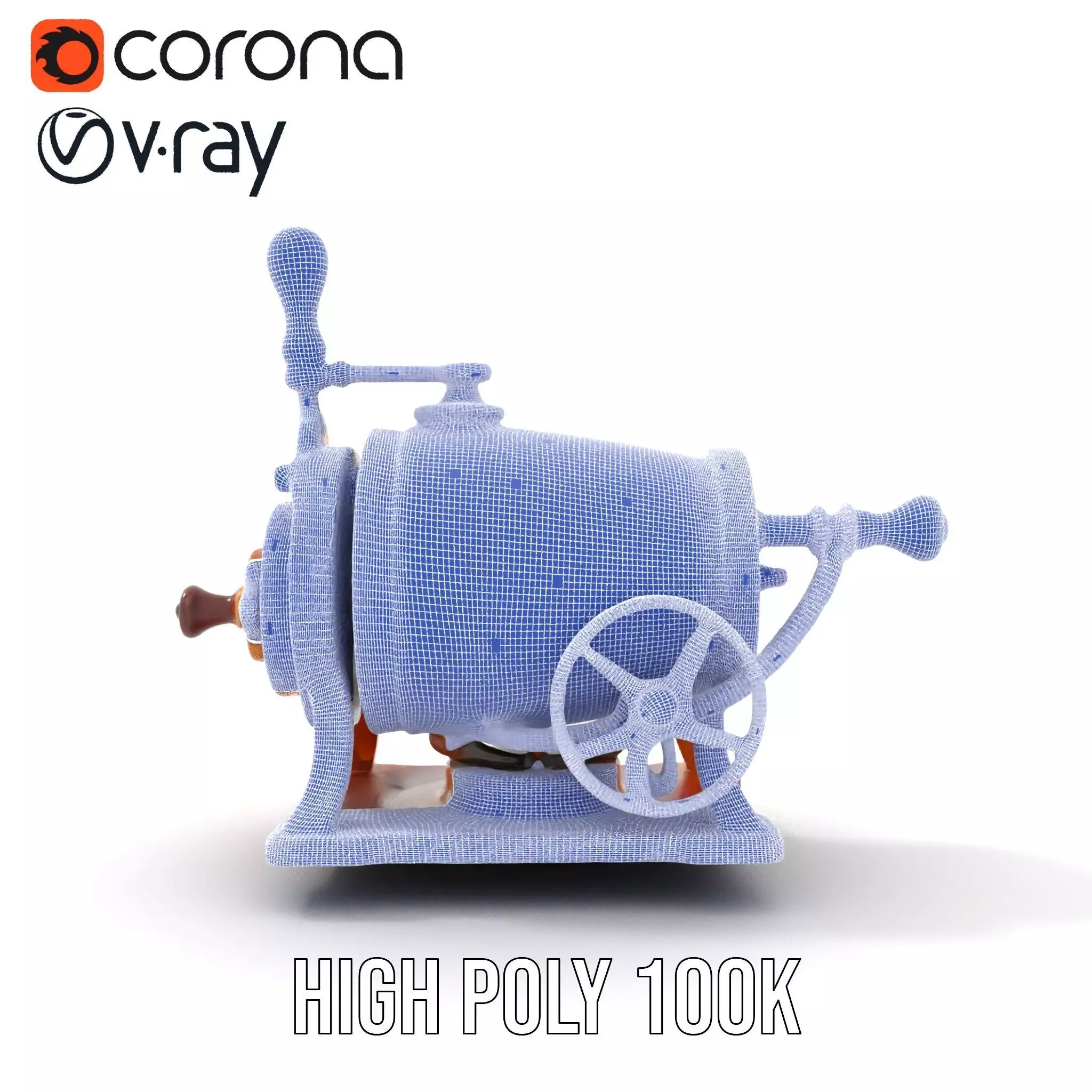 Vintage Brass Grinder model pack Low-poly 3D model_30