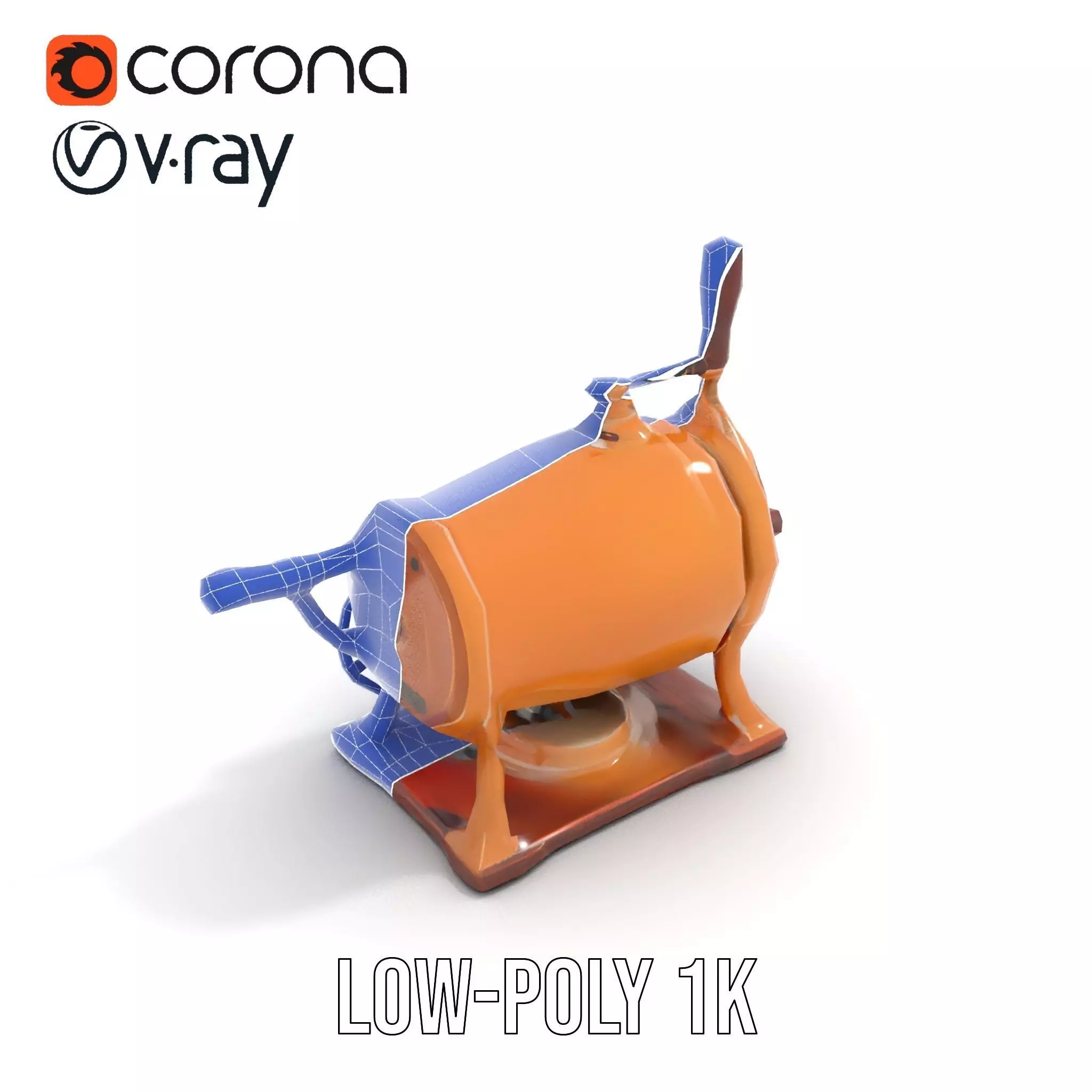 Vintage Brass Grinder model pack Low-poly 3D model_10