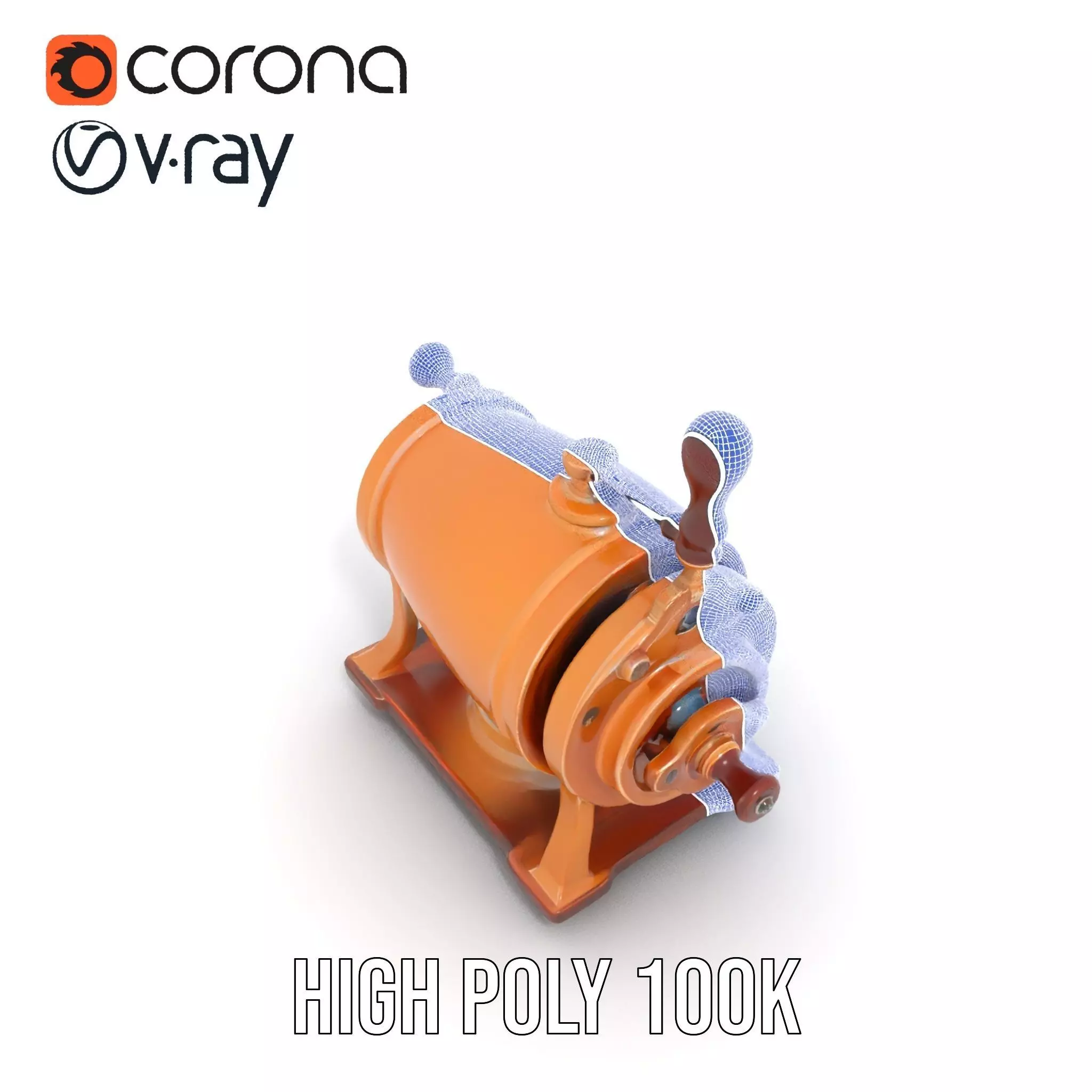 Vintage Brass Grinder model pack Low-poly 3D model_21