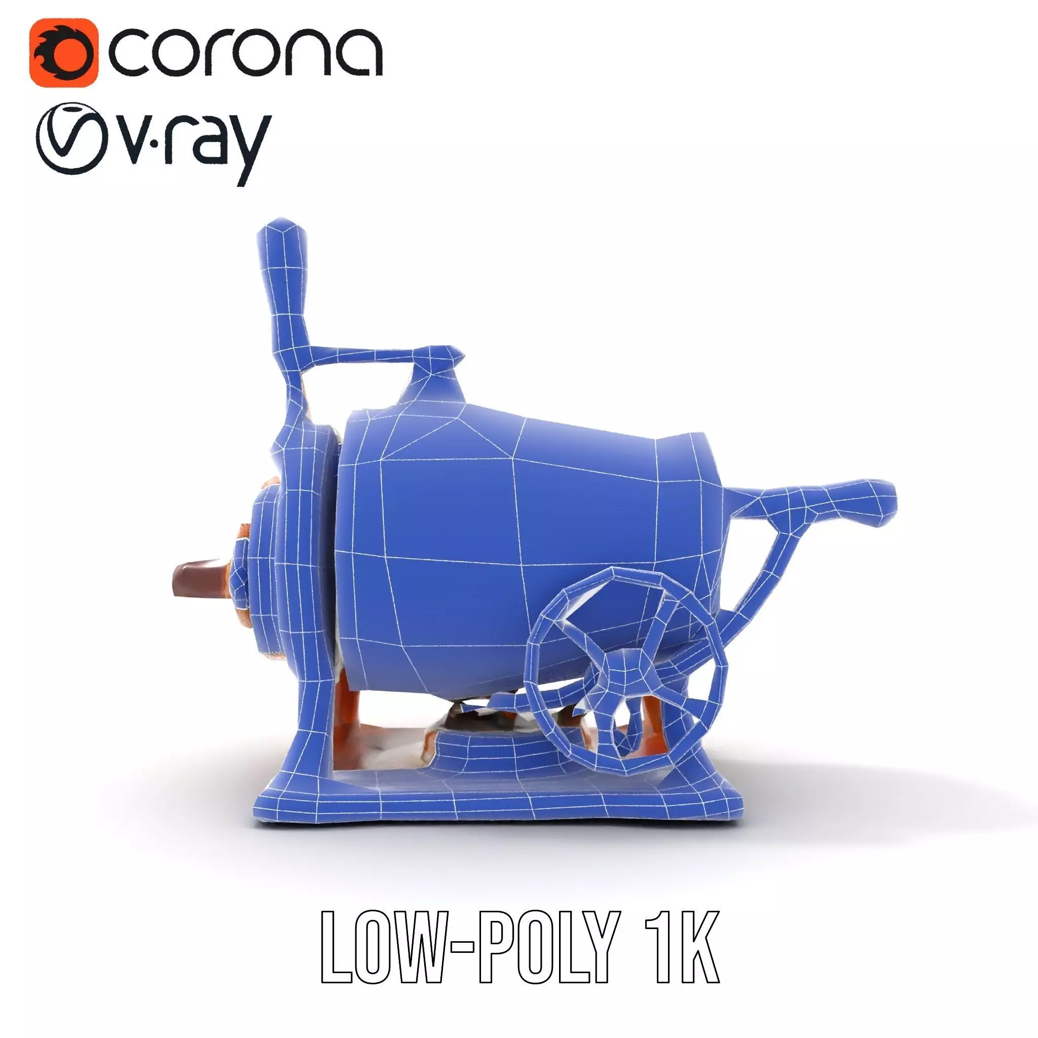 Vintage Brass Grinder model pack Low-poly 3D model_20