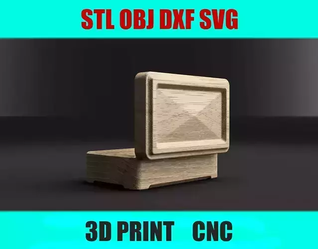 Jewelry Box with Diamond-Shaped Relief Lid STL OBJ DXF SVG