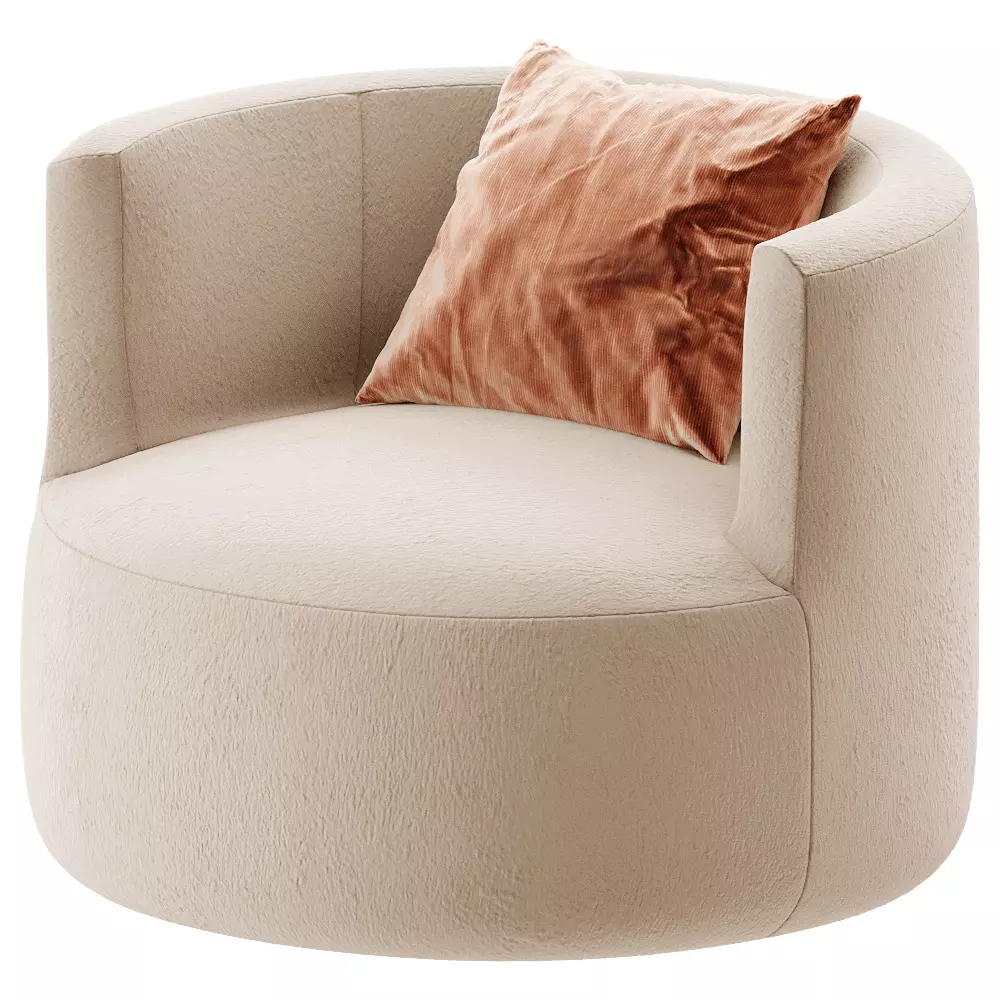 Modern Beige Fabric Lounge Chair  Low-poly 3D model_0