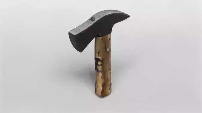 Realistic 3D Hammer Model with Wooden Handle
