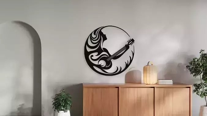 Melody Muse Woman Music Silhouette Wall Art Decor