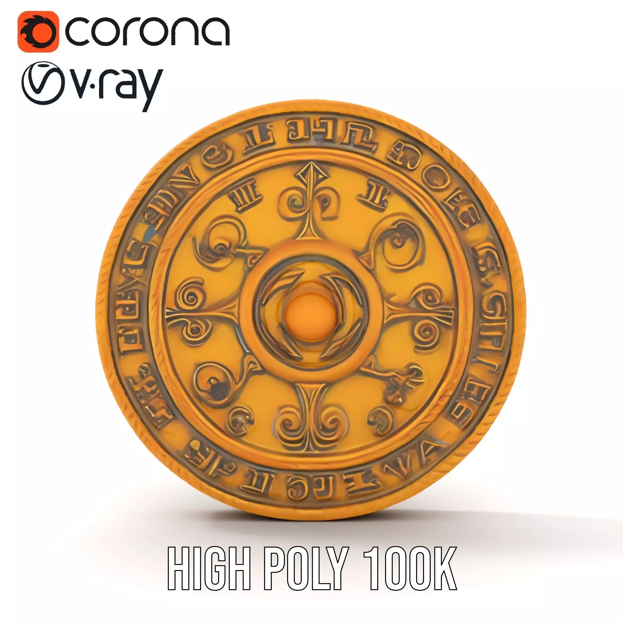 Golden Cryptic Dial model pack Low-poly 3D model_13