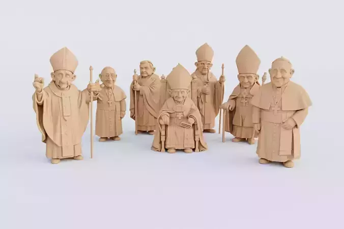 3D Printable Priests Figurine Set STL Format