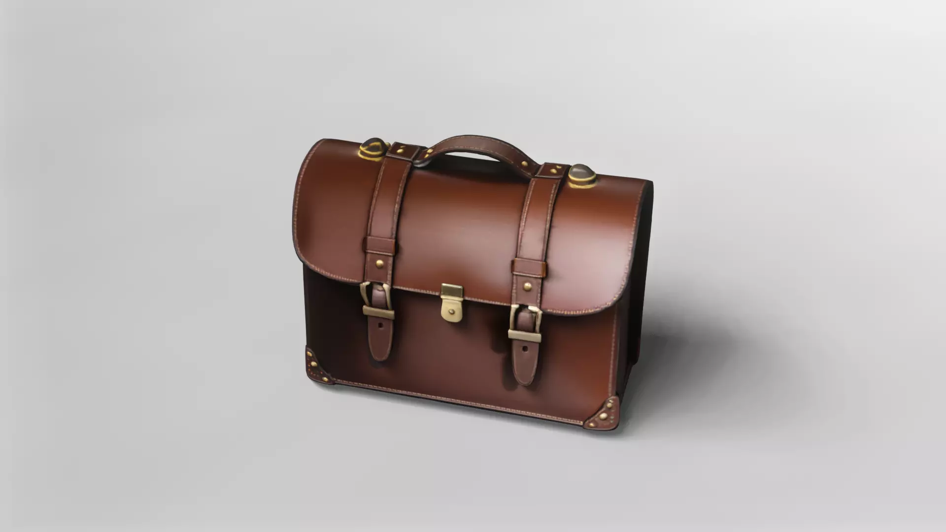 Classic Leather Briefcase 3D Model 3D model_1