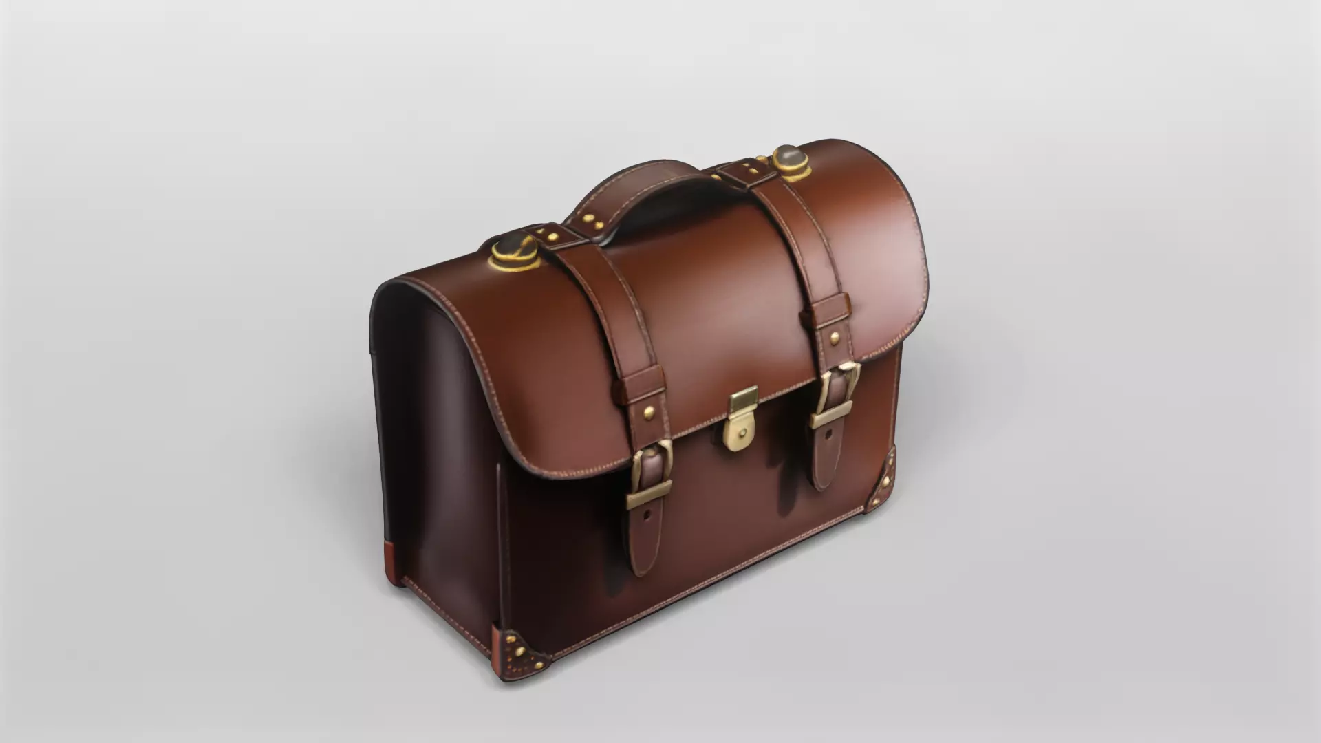 Classic Leather Briefcase 3D Model 3D model_0
