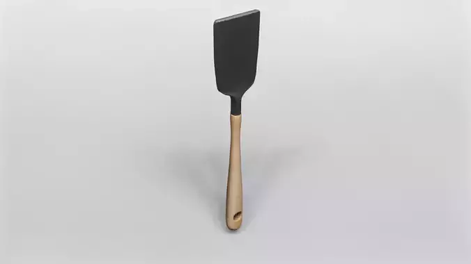 Realistic Wooden Handle Spatula 3D Model 3D model