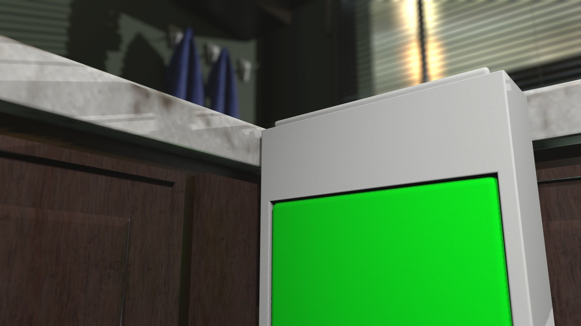 Simple kitchen and a container Low-poly 3D model_1