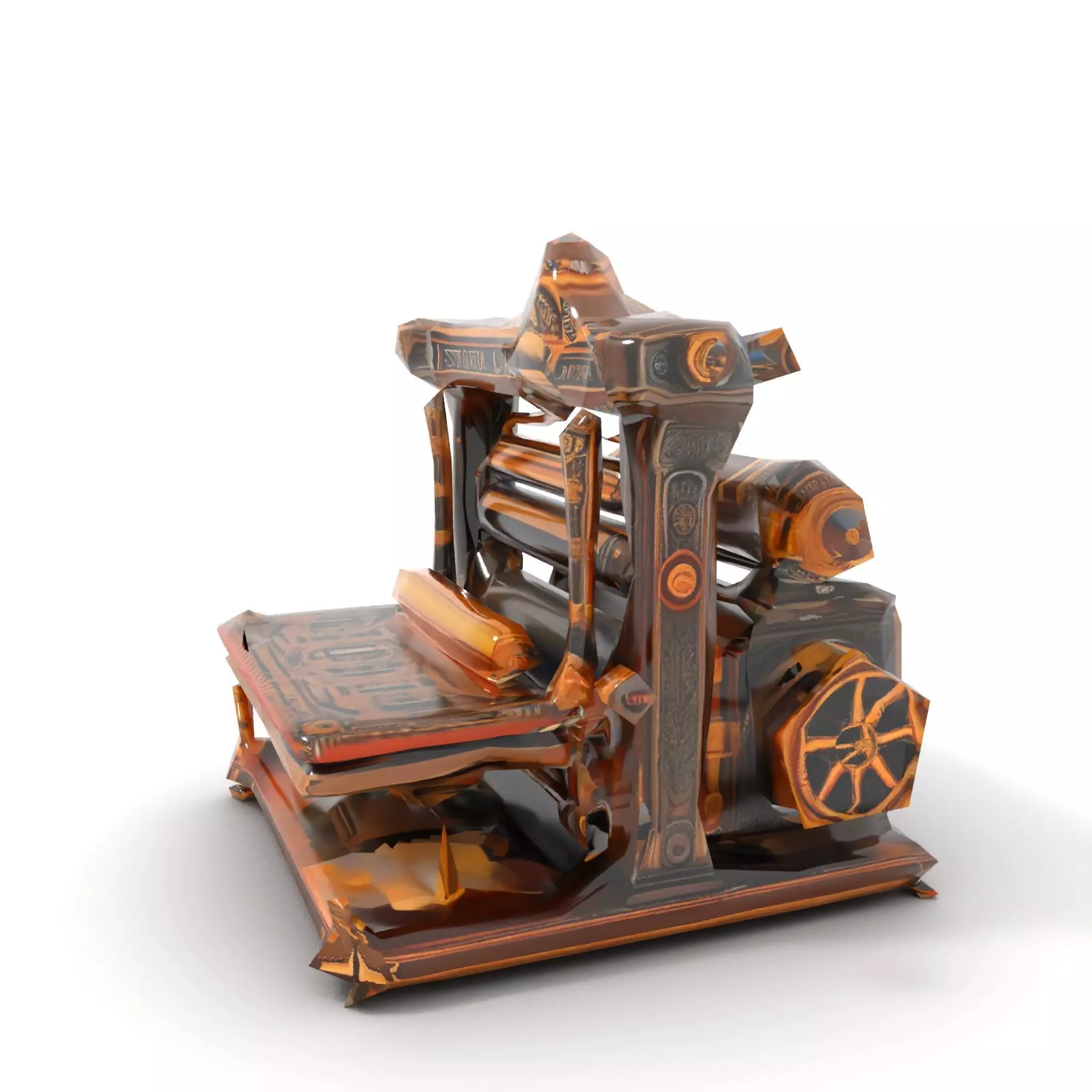 Antique Printing Press model pack Low-poly 3D model_10
