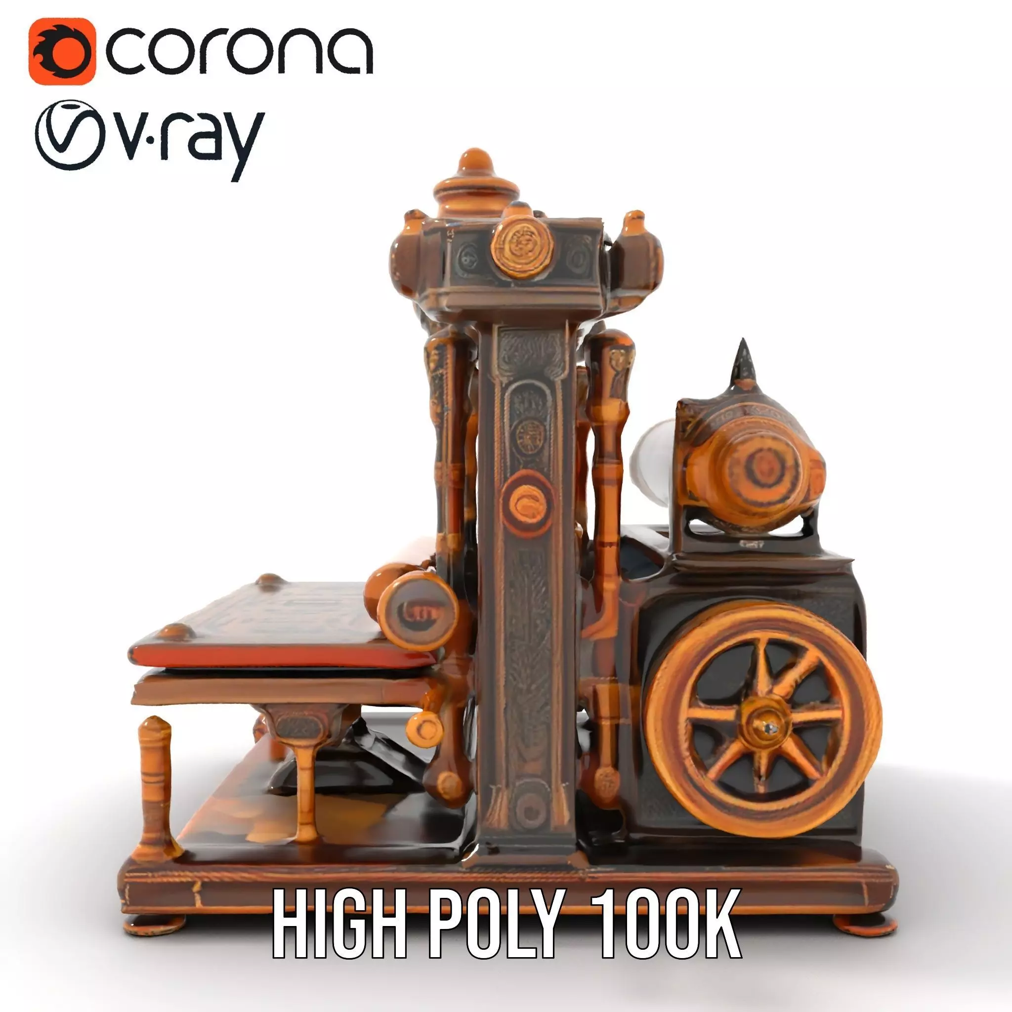 Antique Printing Press model pack Low-poly 3D model_32