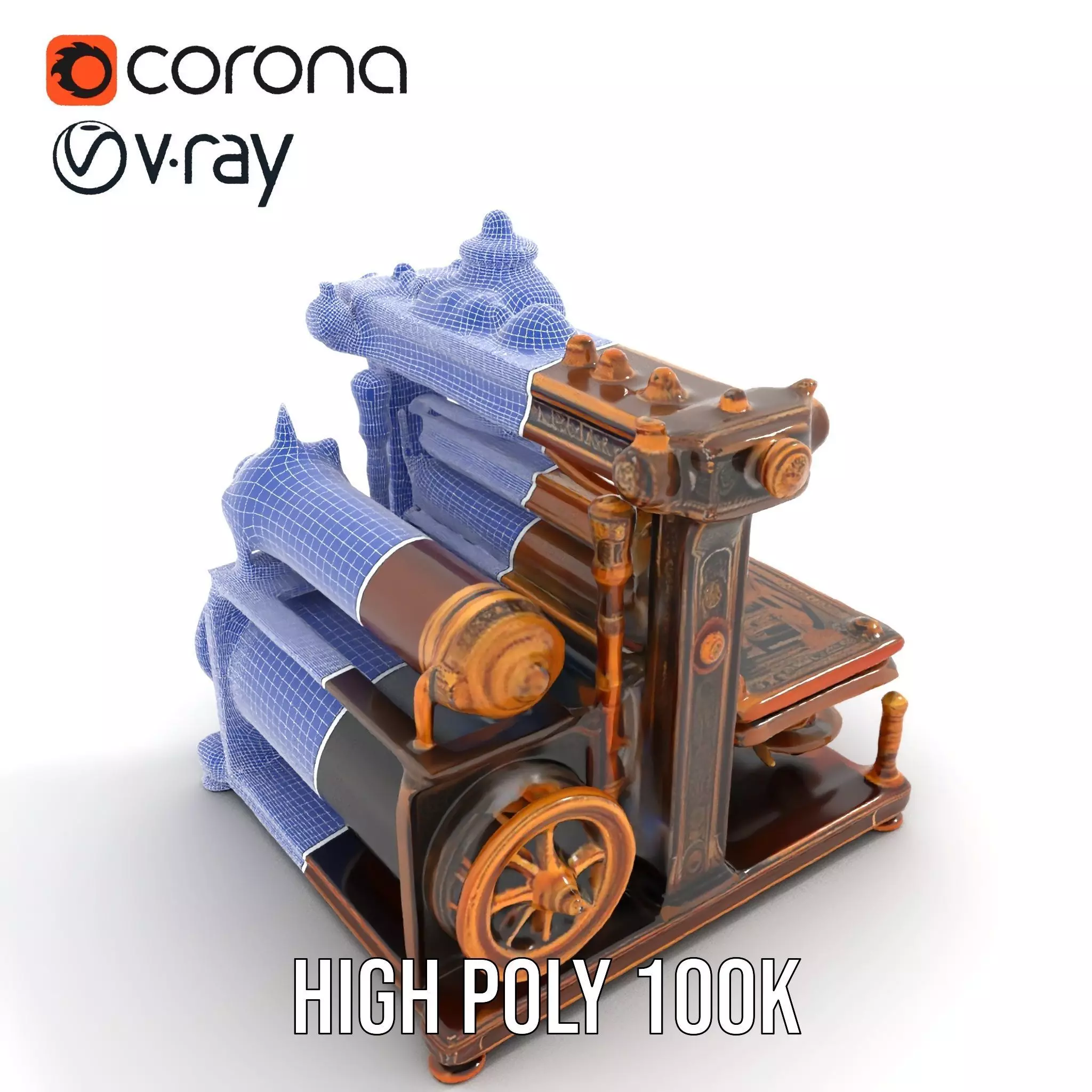 Antique Printing Press model pack Low-poly 3D model_24