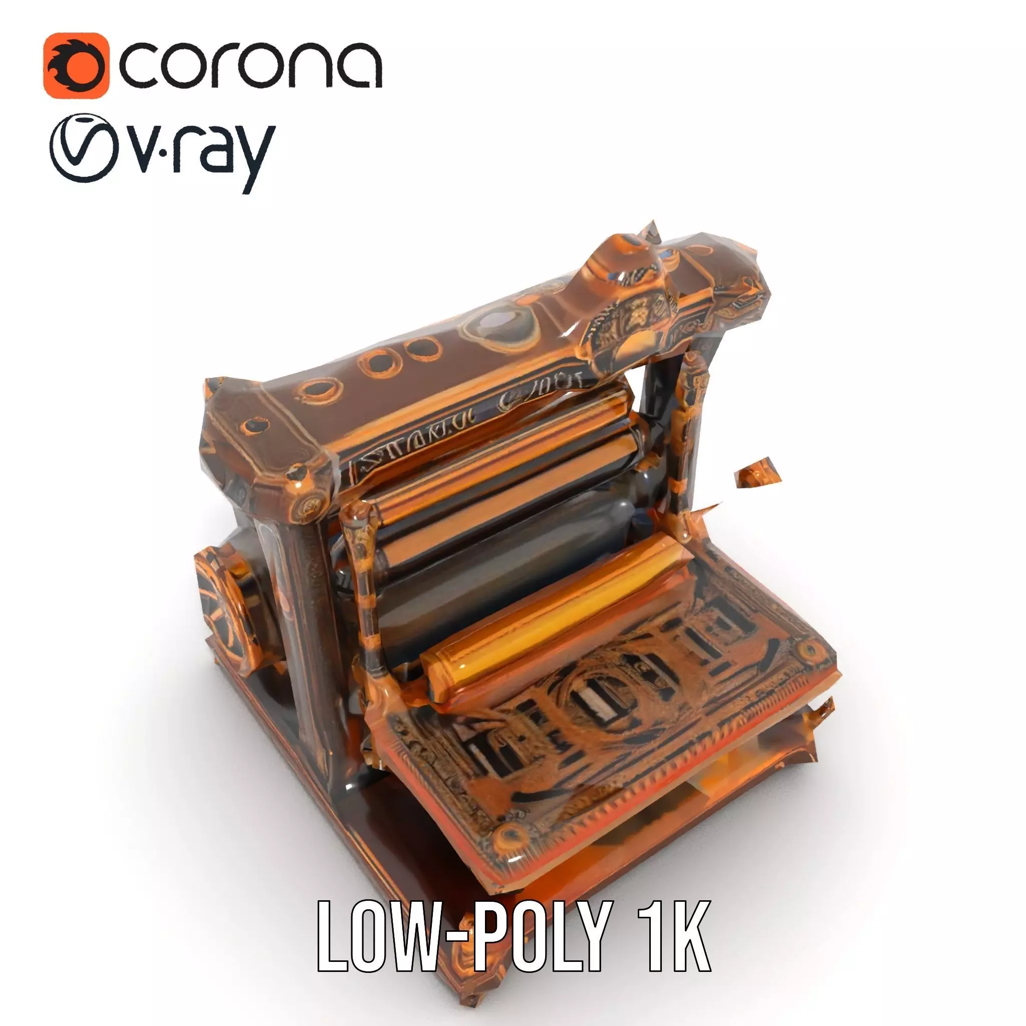 Antique Printing Press model pack Low-poly 3D model_23
