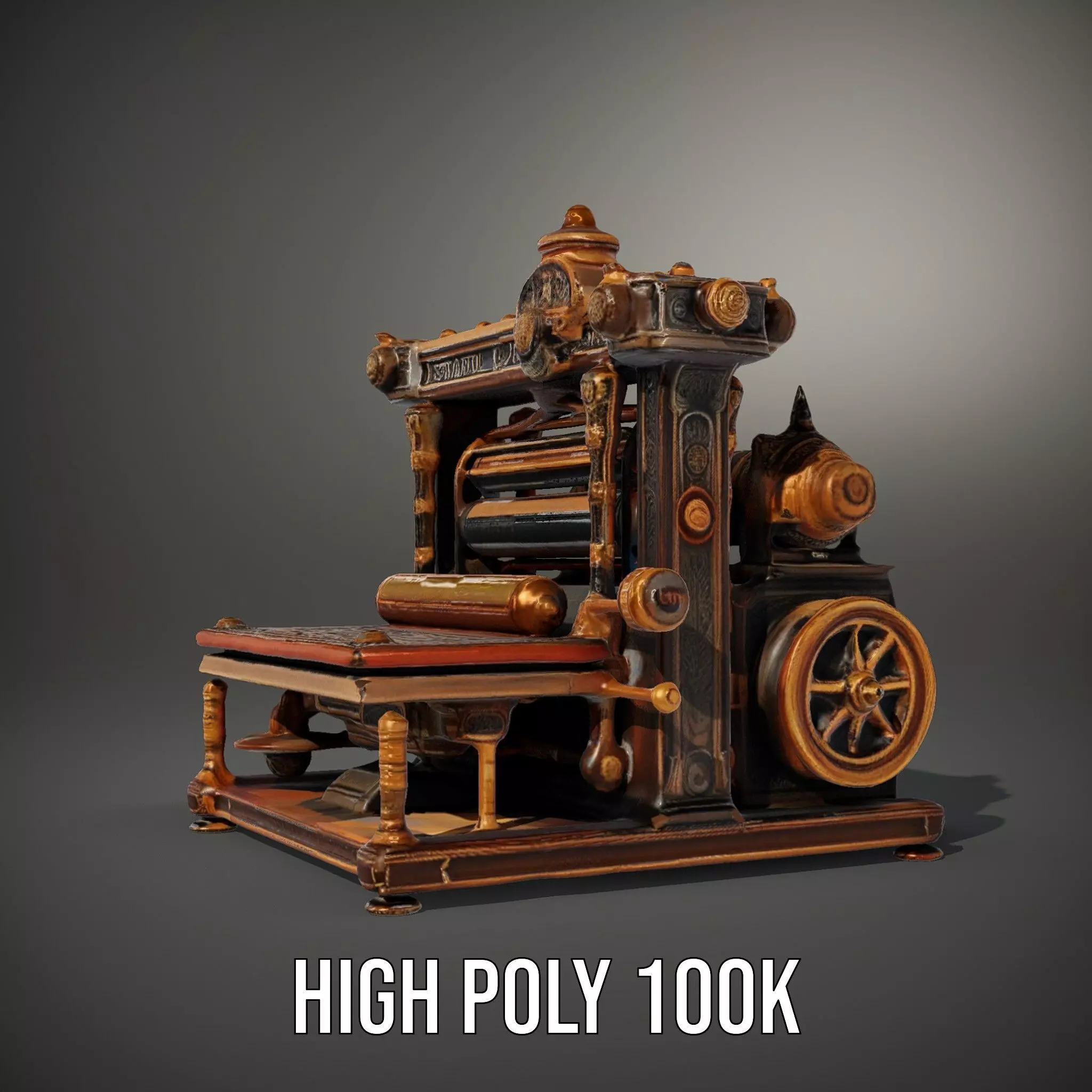 Antique Printing Press model pack Low-poly 3D model_9