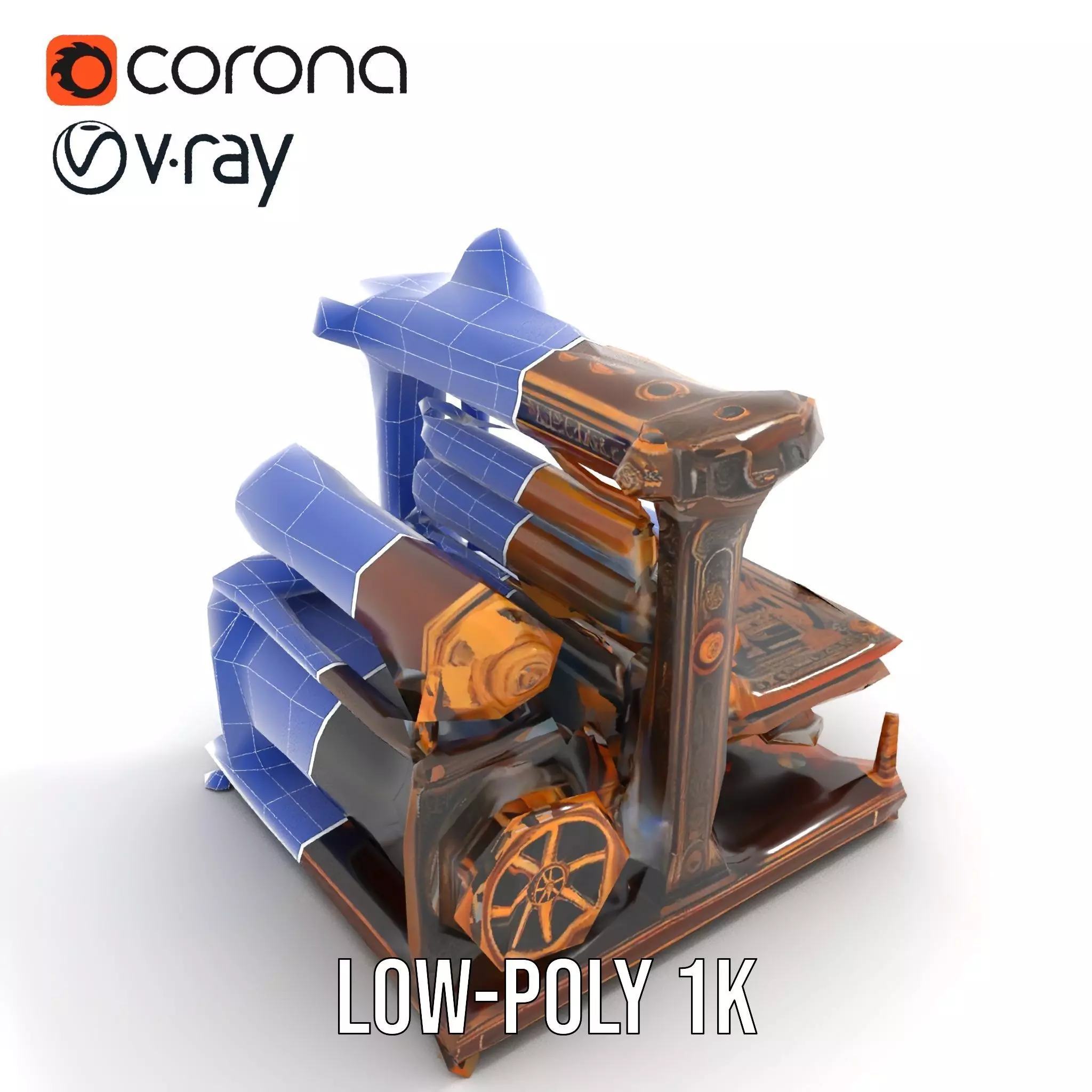 Antique Printing Press model pack Low-poly 3D model_29