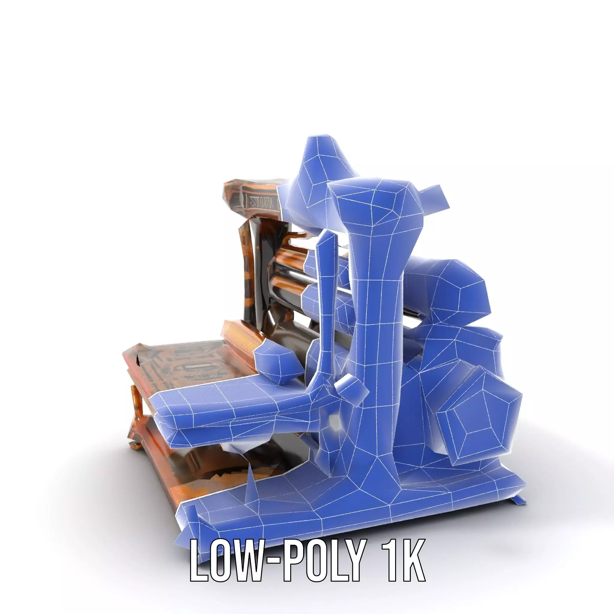 Antique Printing Press model pack Low-poly 3D model_13