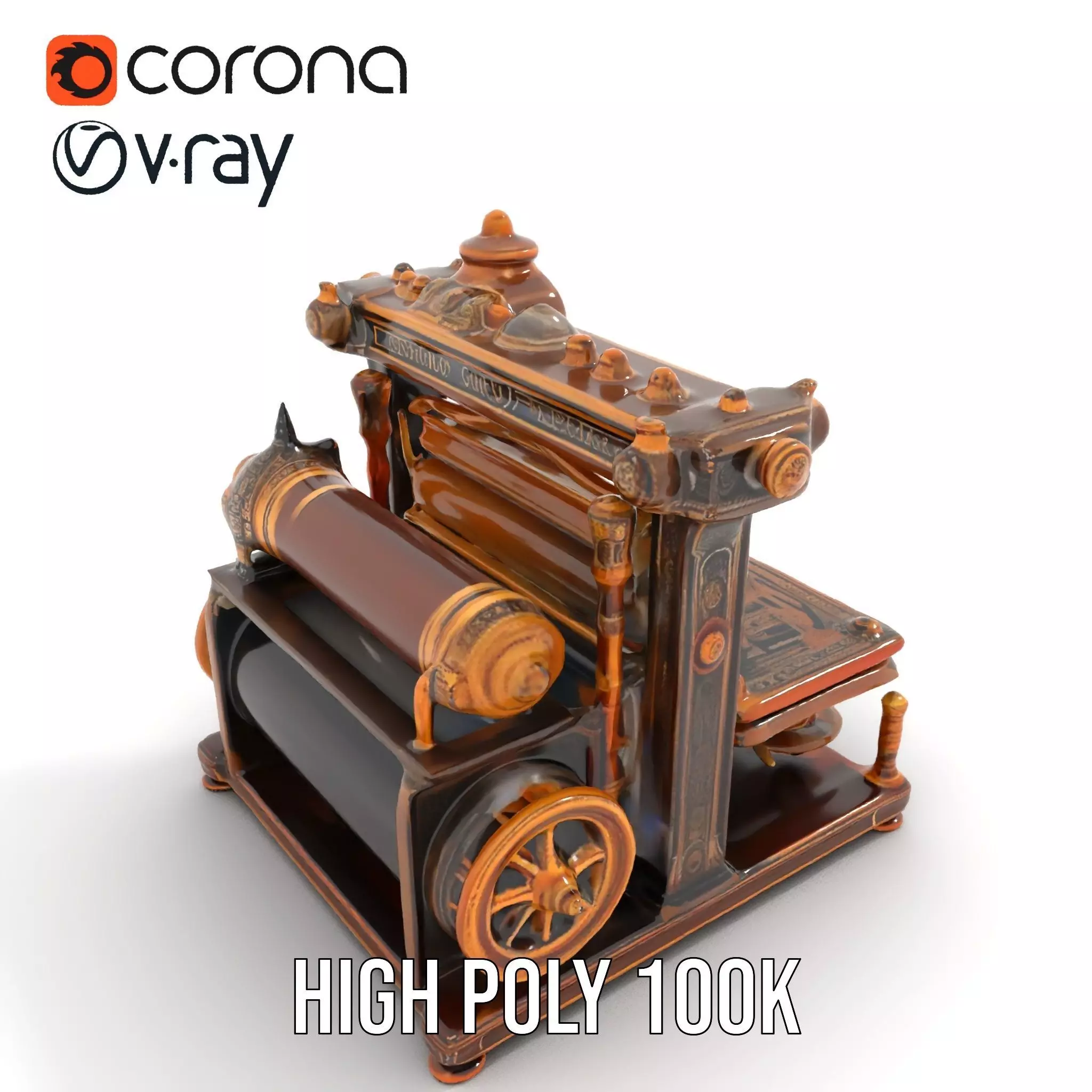 Antique Printing Press model pack Low-poly 3D model_21