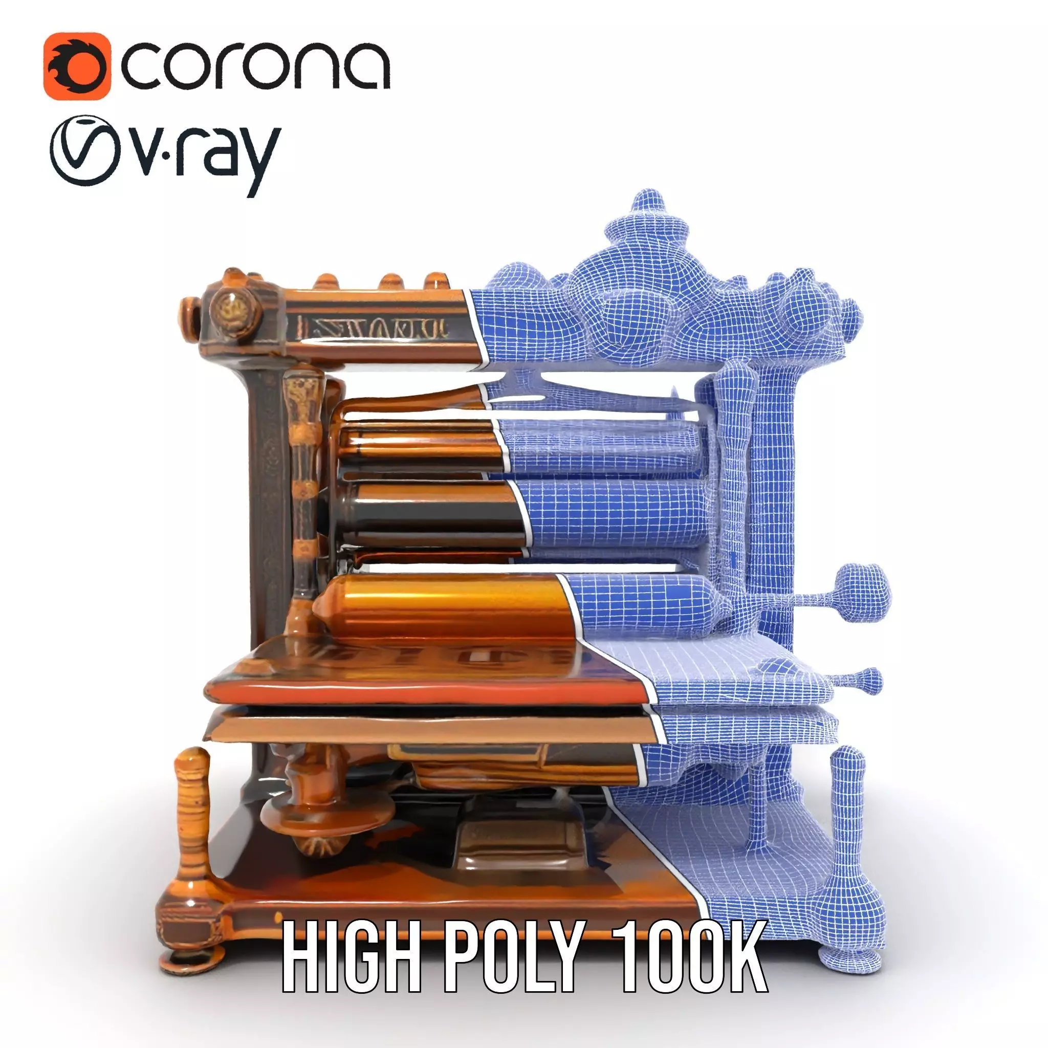 Antique Printing Press model pack Low-poly 3D model_35