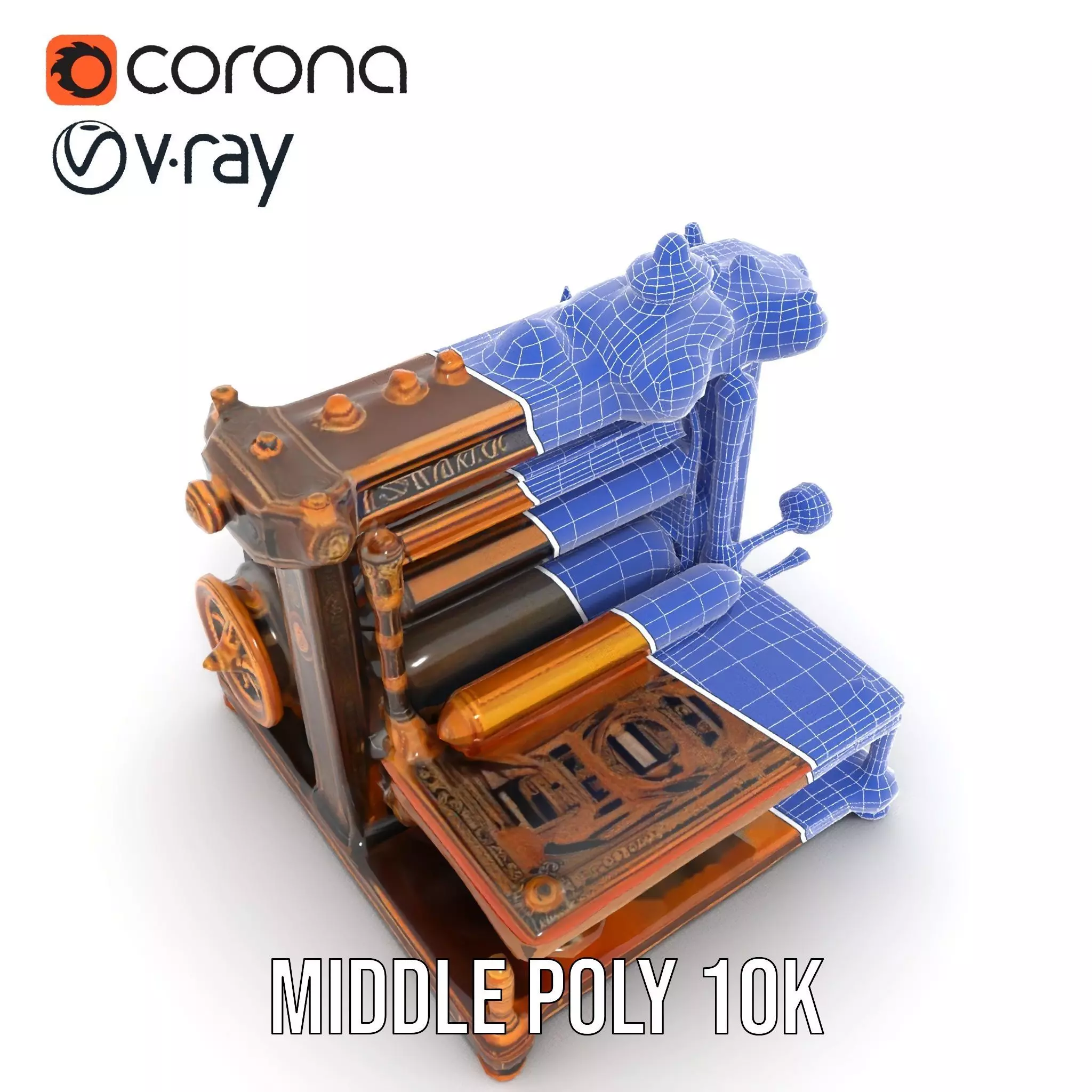 Antique Printing Press model pack Low-poly 3D model_30