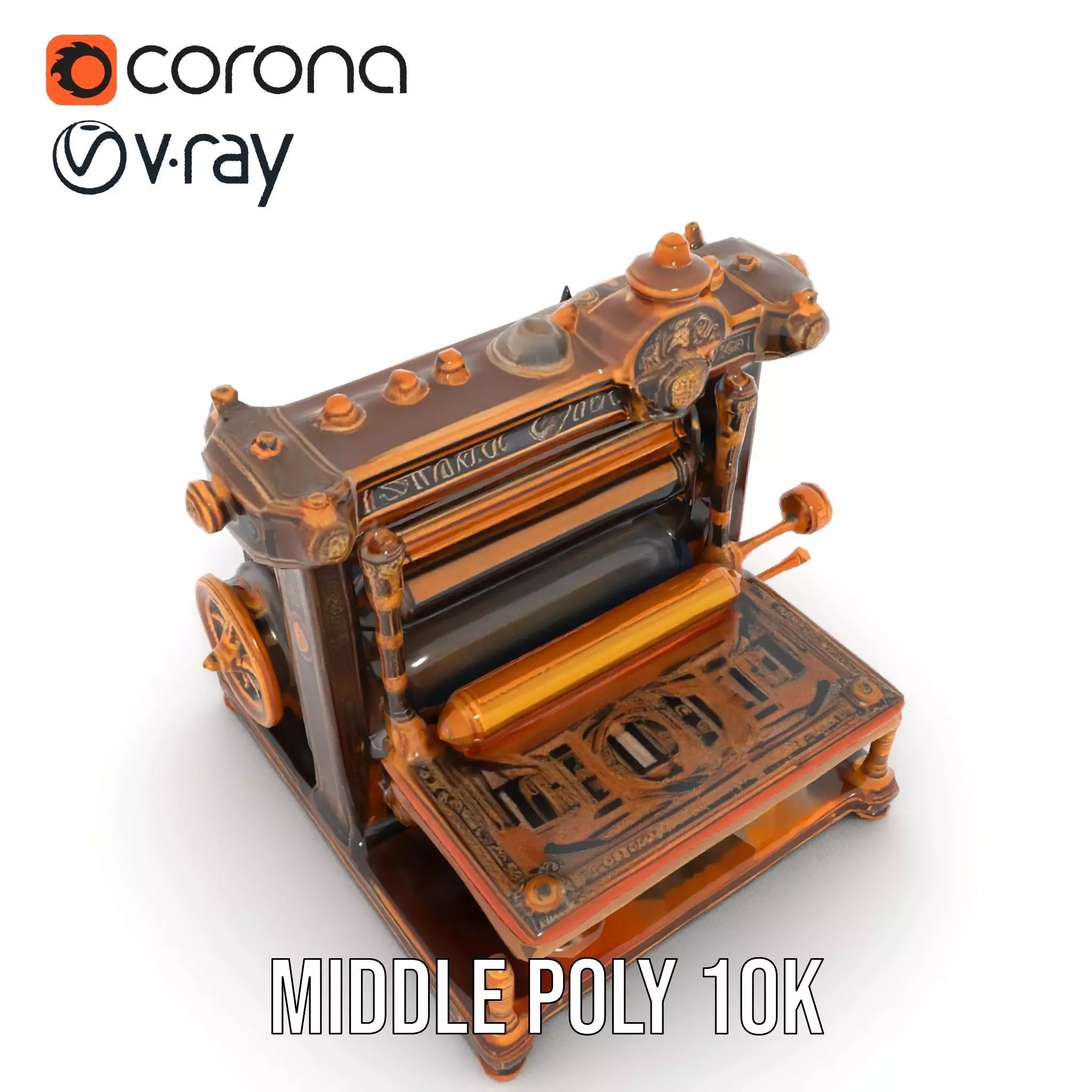 Antique Printing Press model pack Low-poly 3D model_12