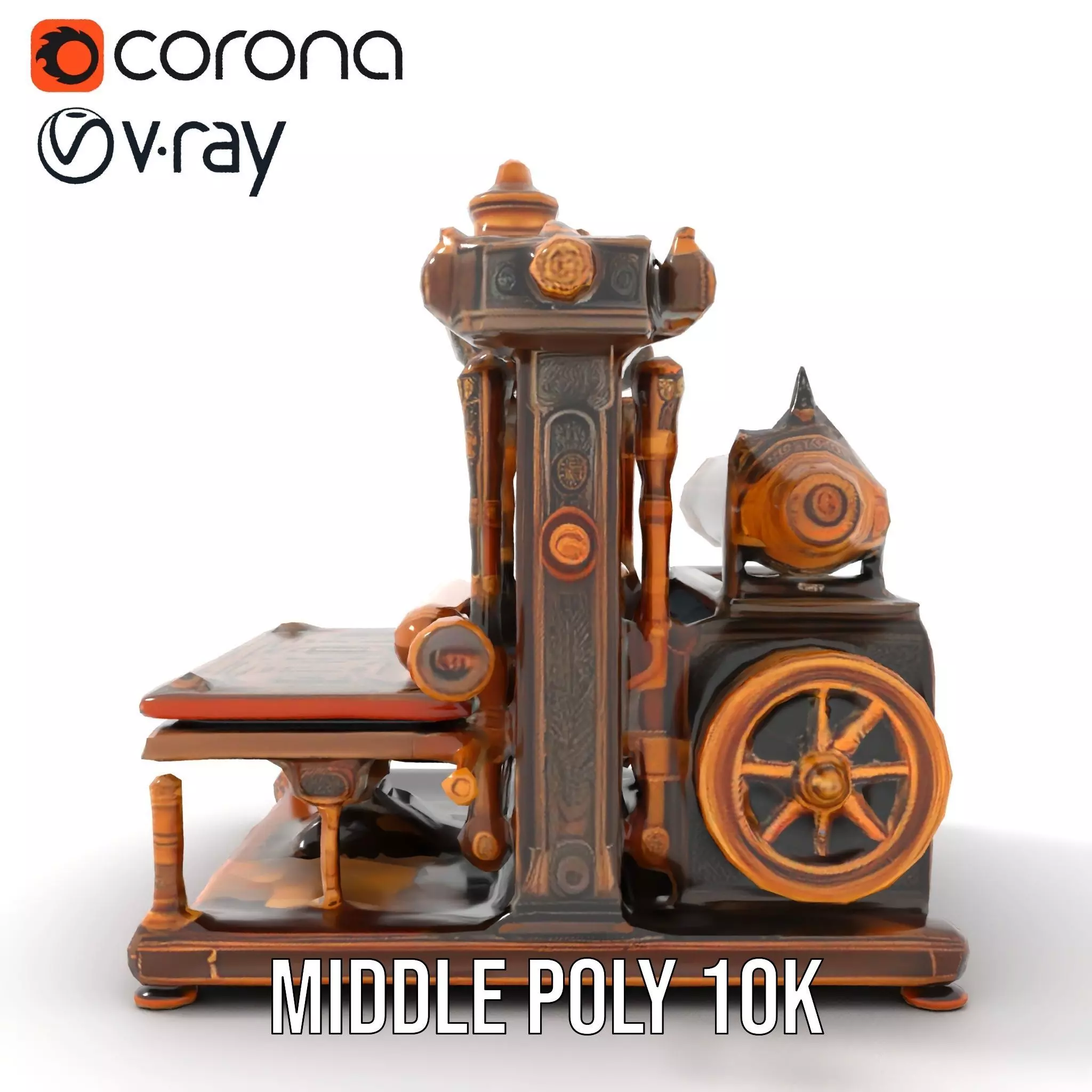 Antique Printing Press model pack Low-poly 3D model_14