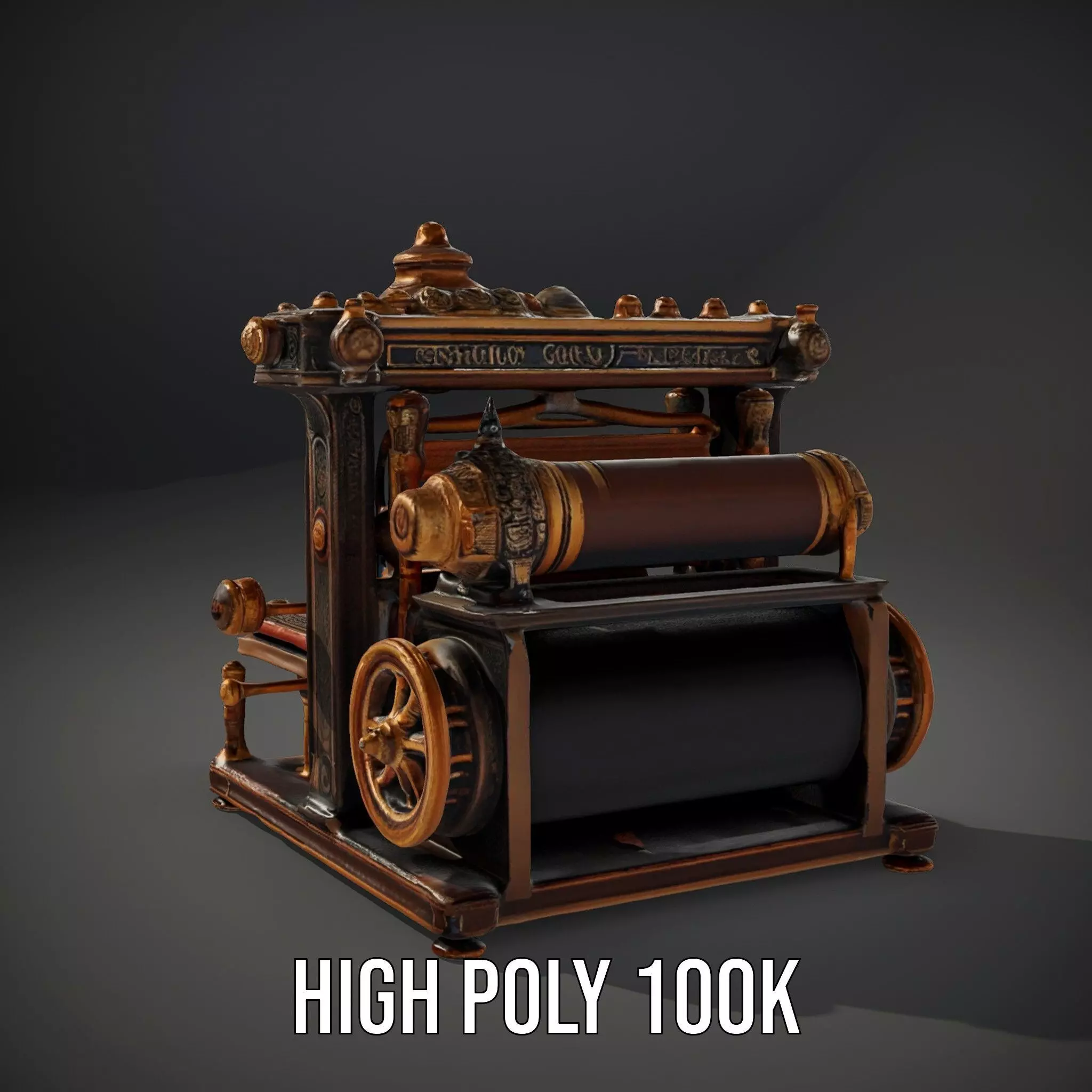 Antique Printing Press model pack Low-poly 3D model_11