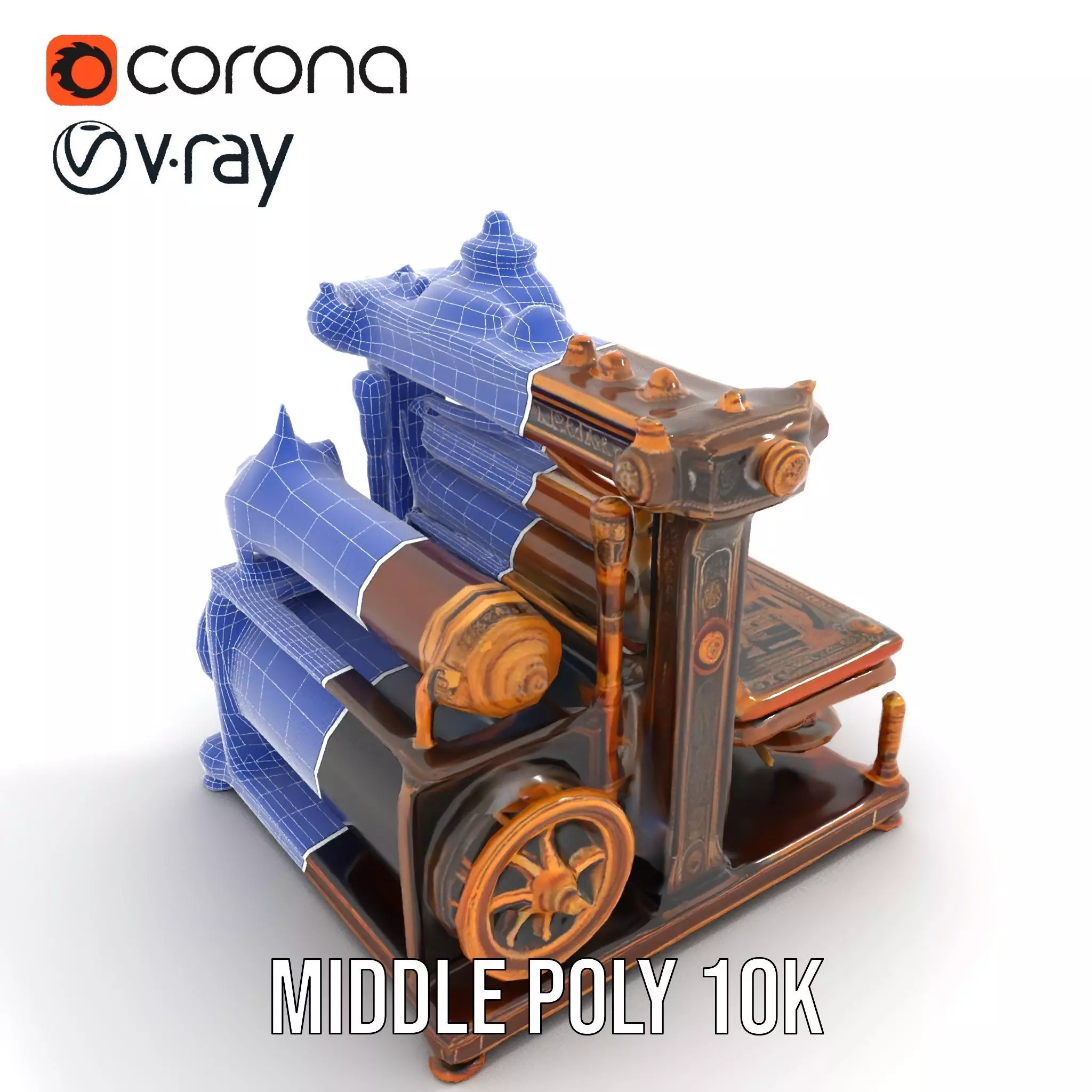 Antique Printing Press model pack Low-poly 3D model_22