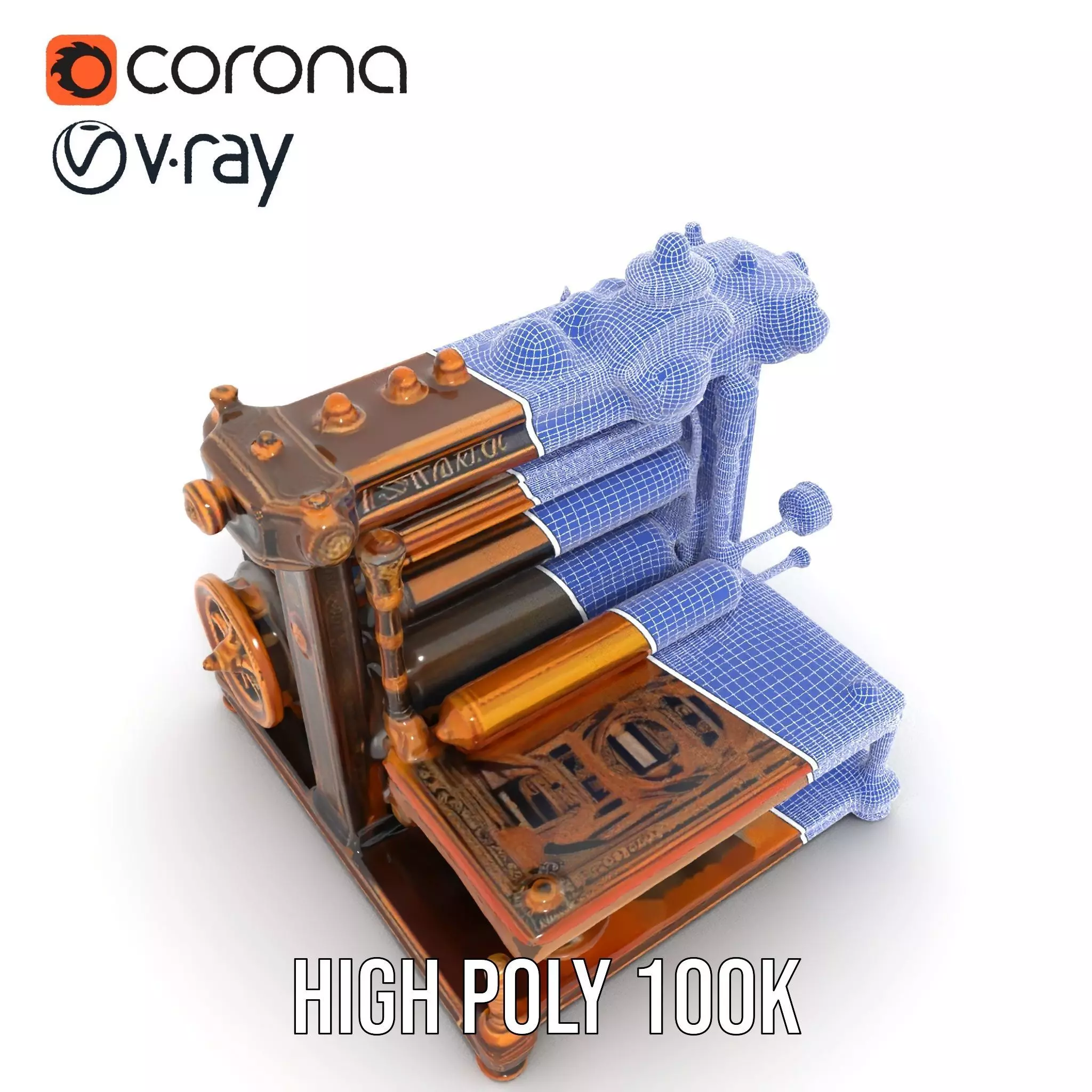 Antique Printing Press model pack Low-poly 3D model_27