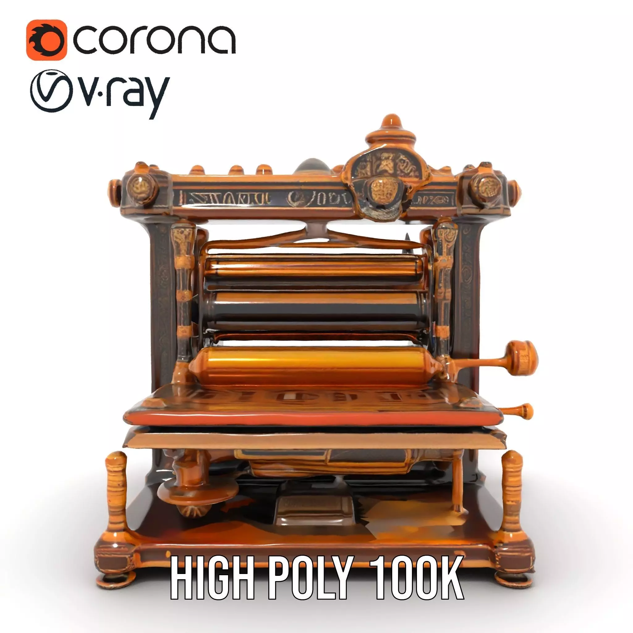 Antique Printing Press model pack Low-poly 3D model_34