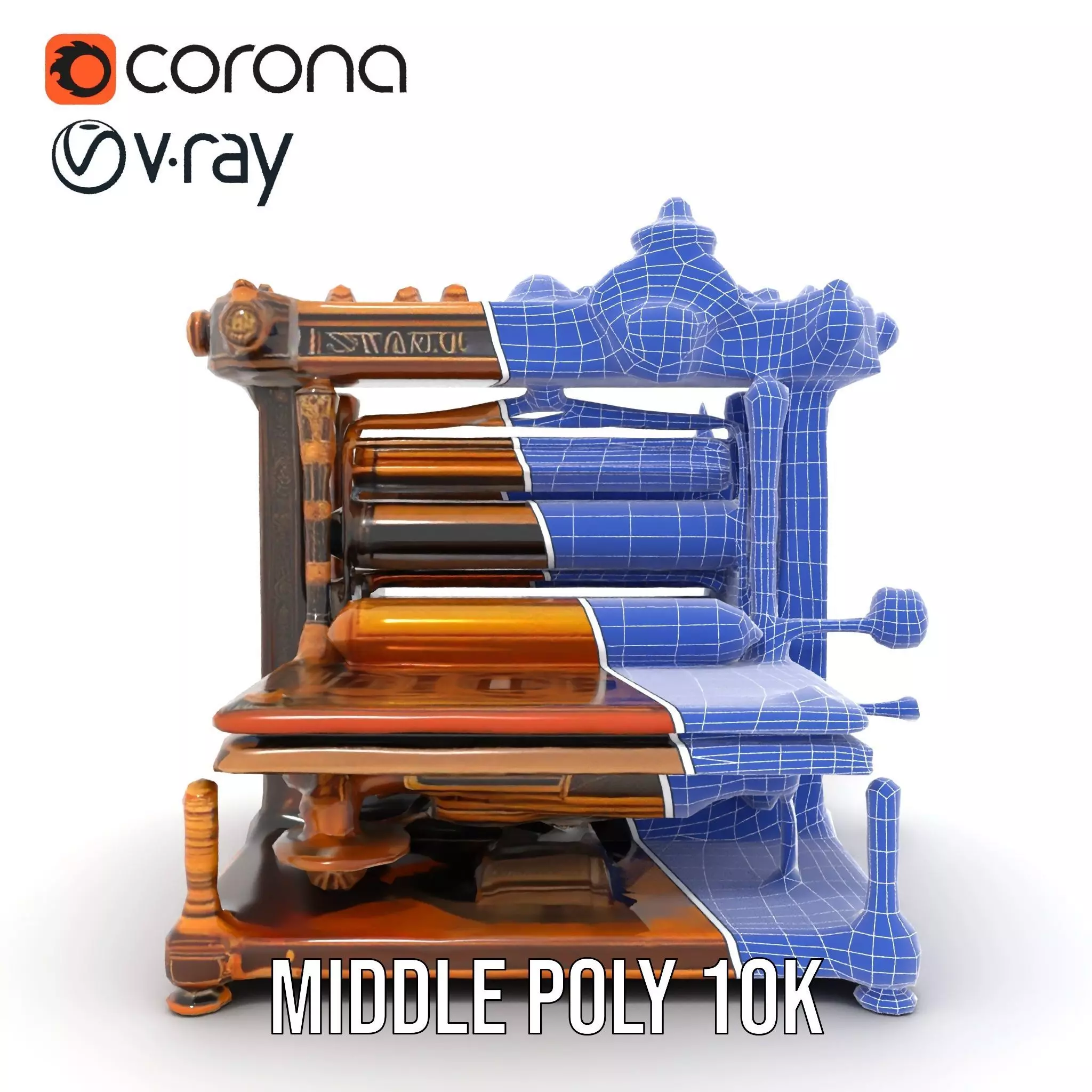 Antique Printing Press model pack Low-poly 3D model_28