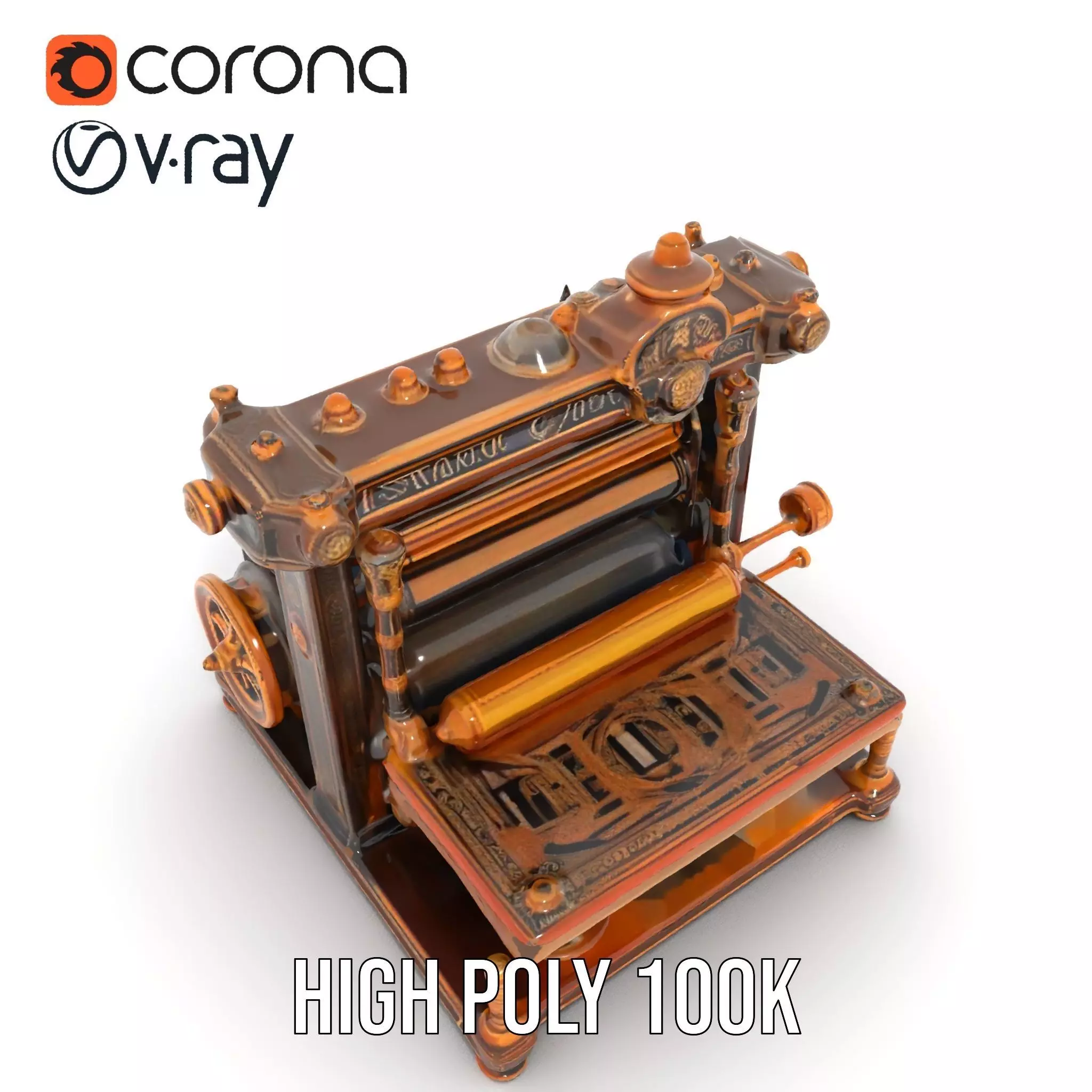 Antique Printing Press model pack Low-poly 3D model_18
