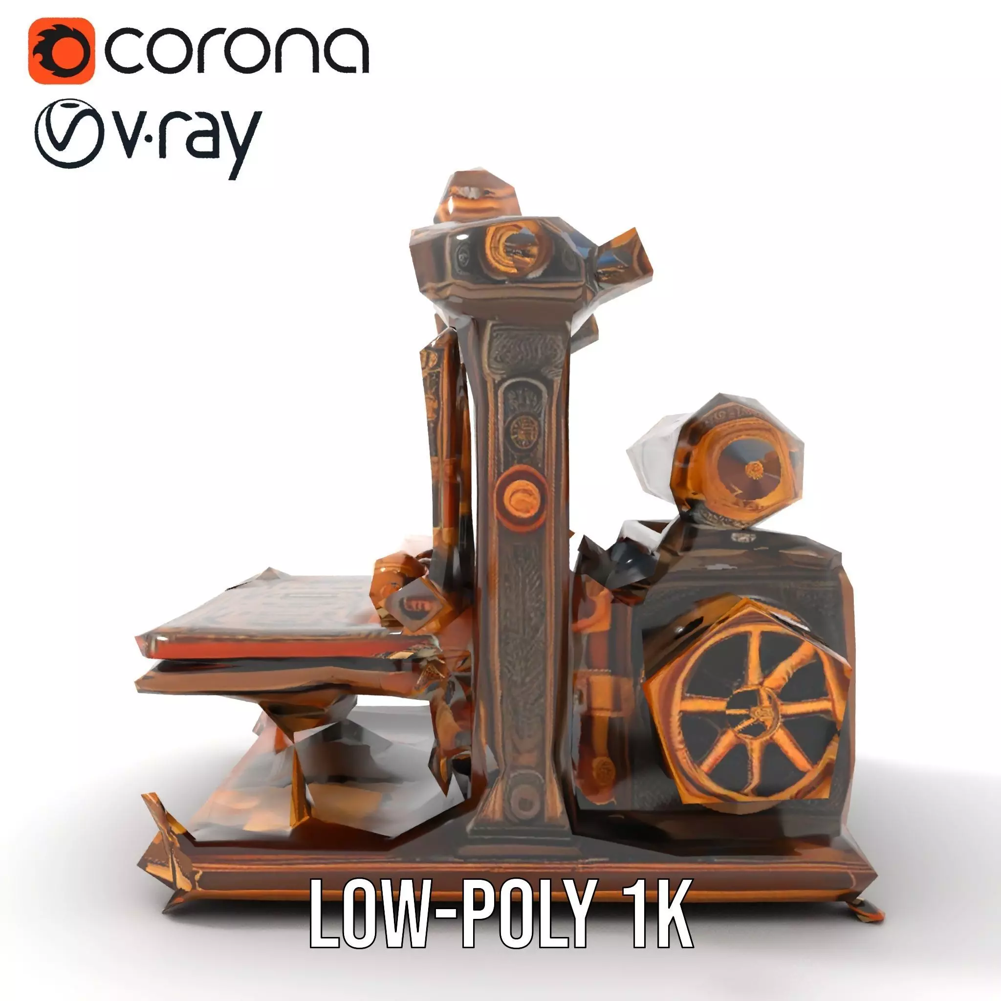 Antique Printing Press model pack Low-poly 3D model_26