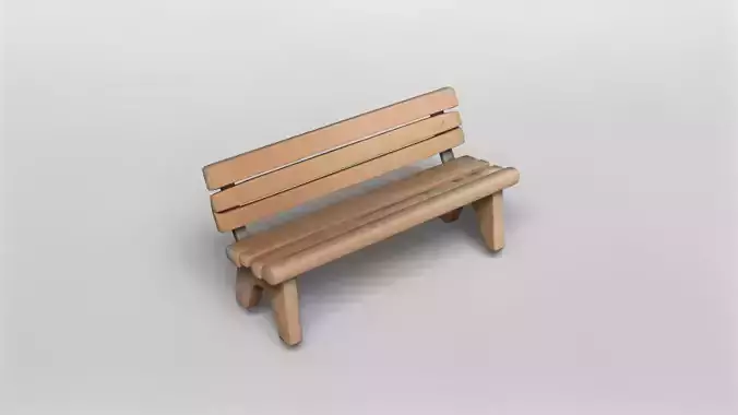 Wooden Park Bench 3D Model