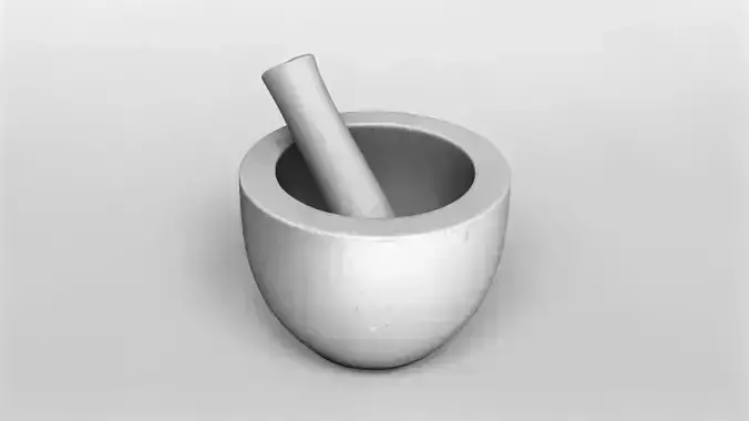 Realistic Granite Mortar and Pestle 3D Model 3D model